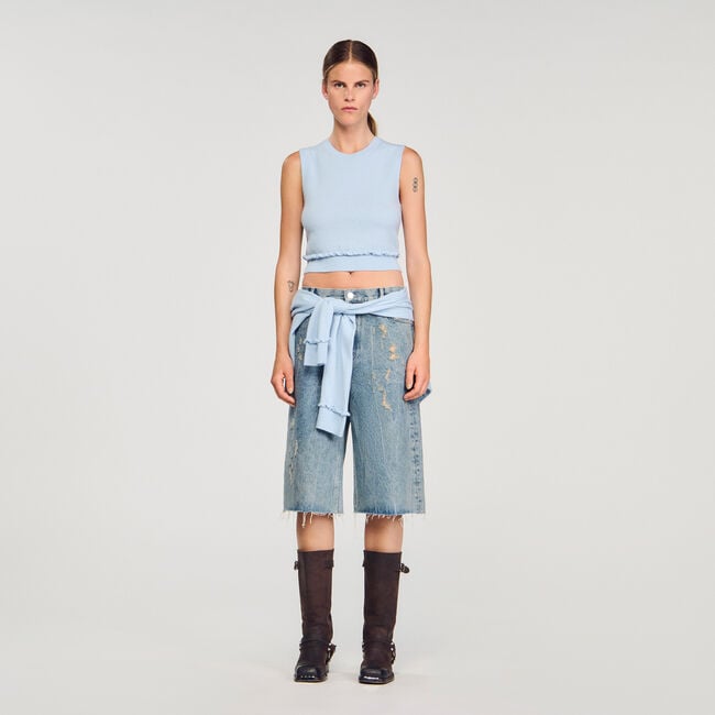 Ruffled cropped jumper