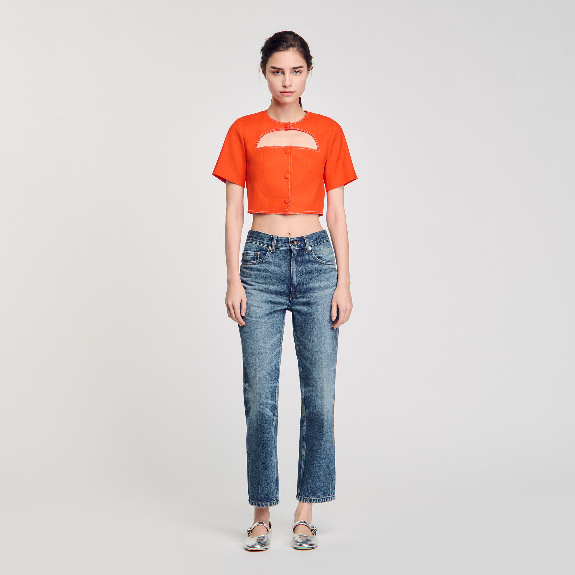 Crop top with cutaway design