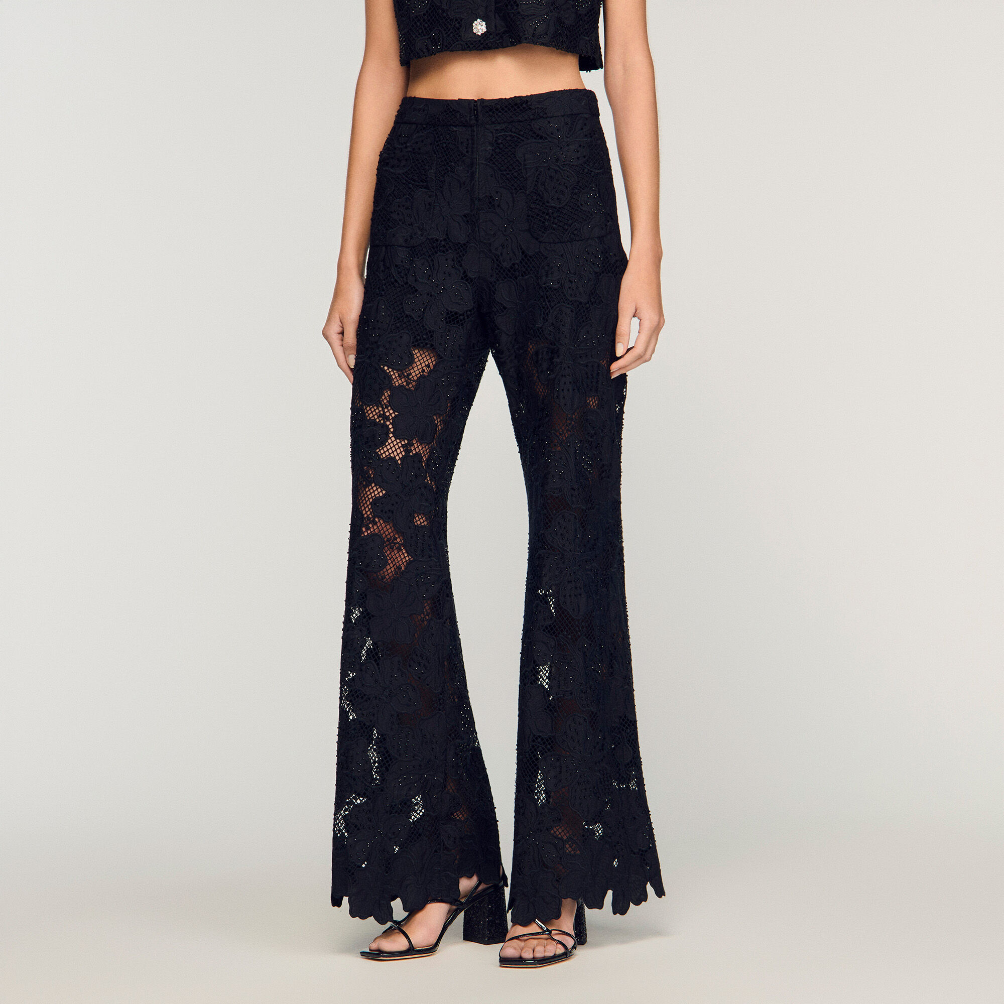 Guipure lace trousers