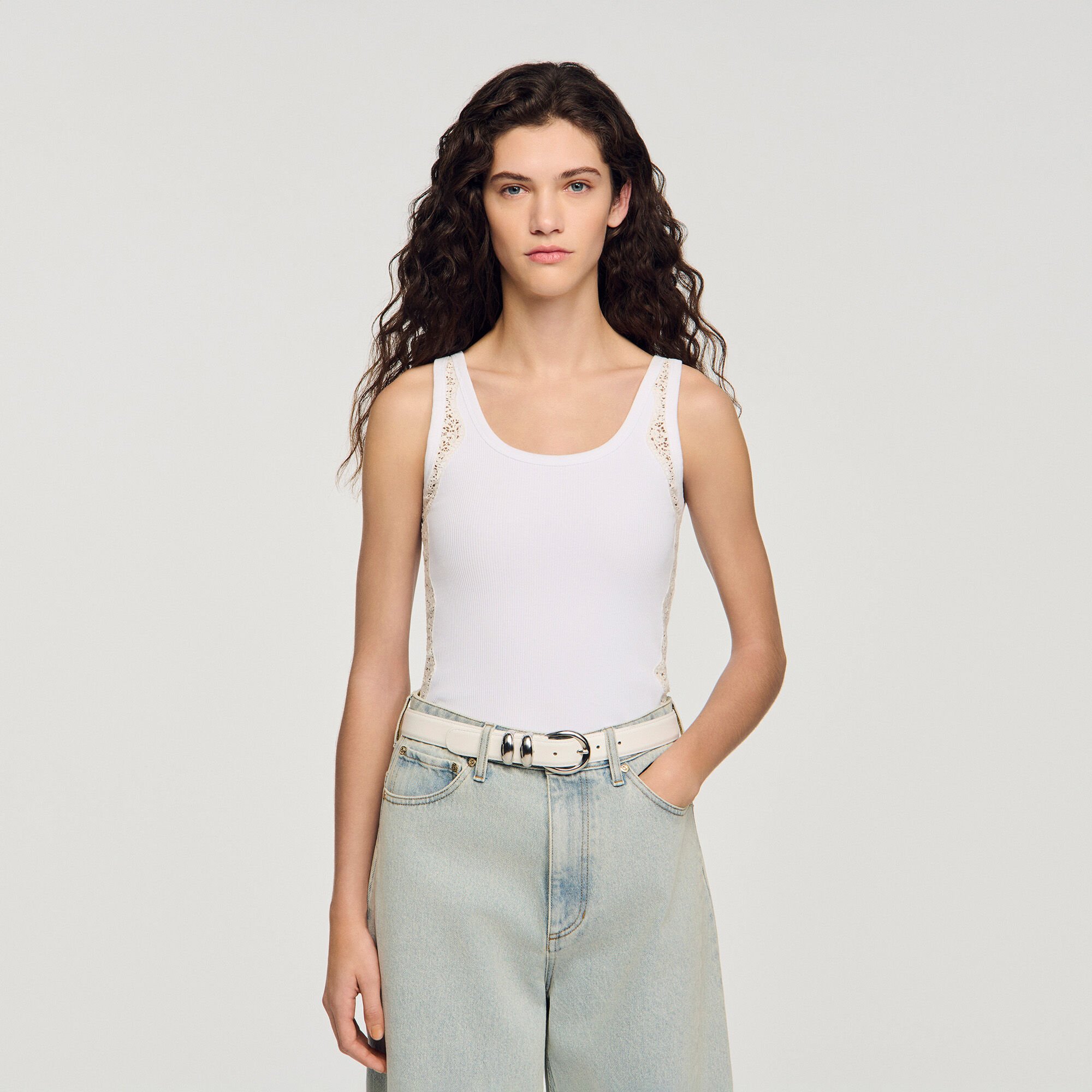 Vest top with lace detail