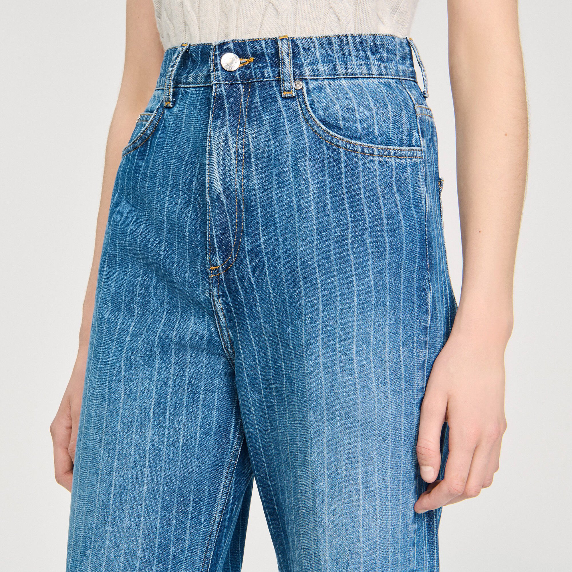 Wide-leg striped jeans