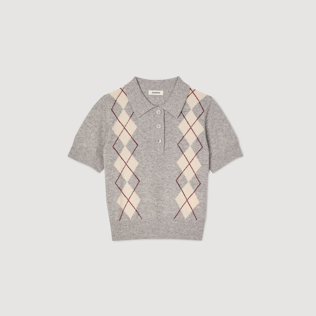 Argyle polo-neck jumper