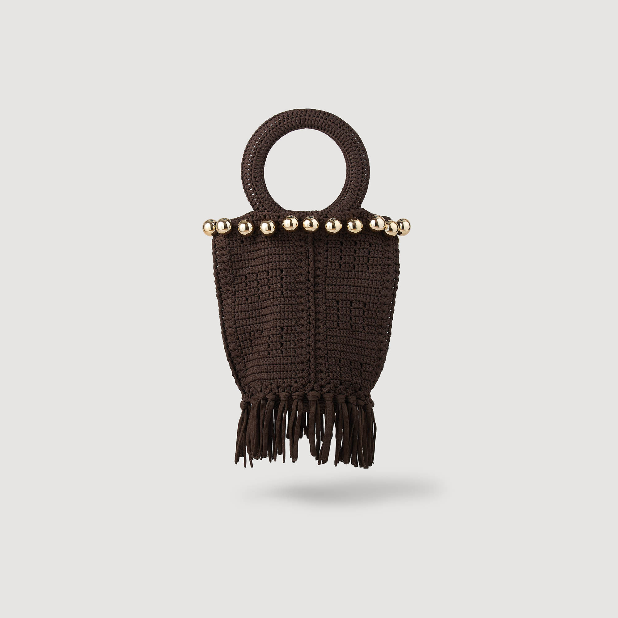 Small beaded fringed crochet bag