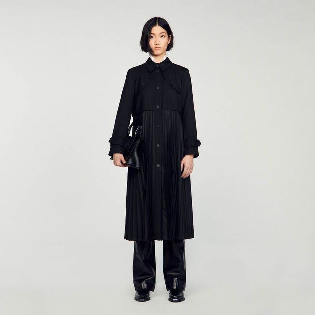 Pleated trench coat