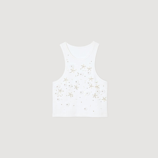 Beaded and rhinestone tank top