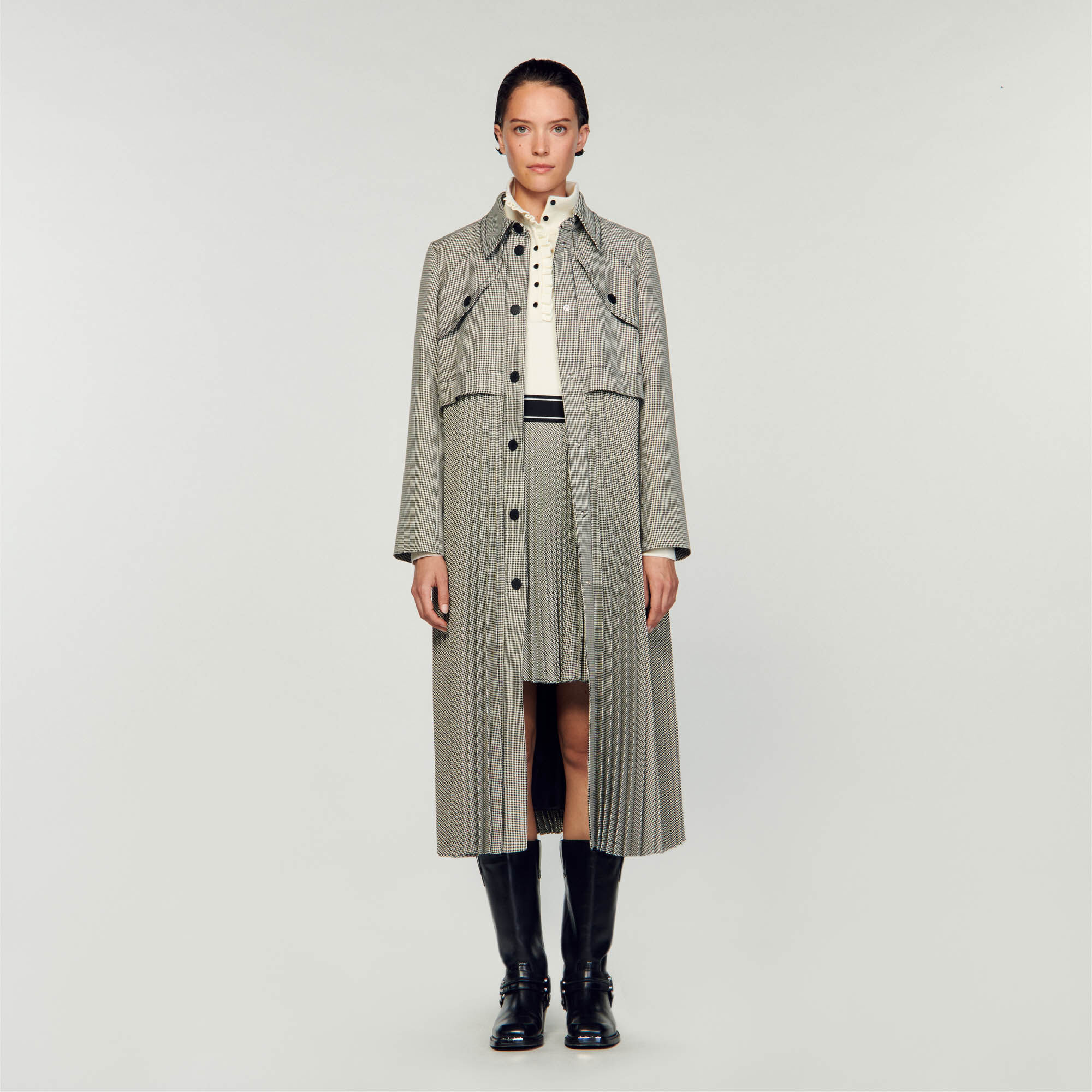 Houndstooth trench coat