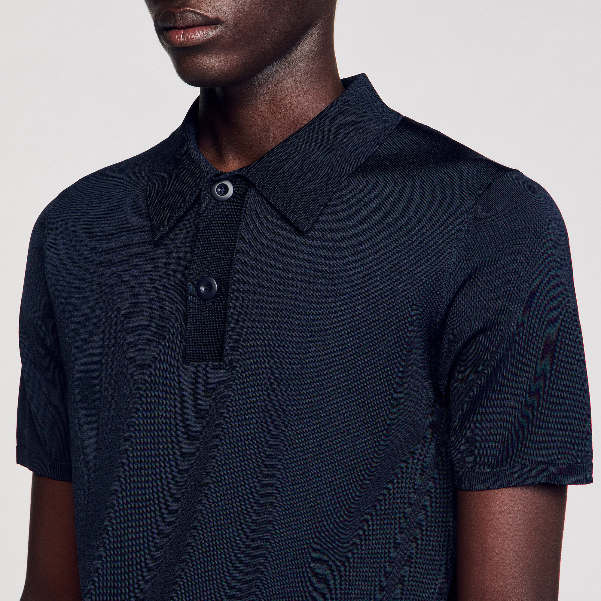 Short-sleeve knitted polo shirt