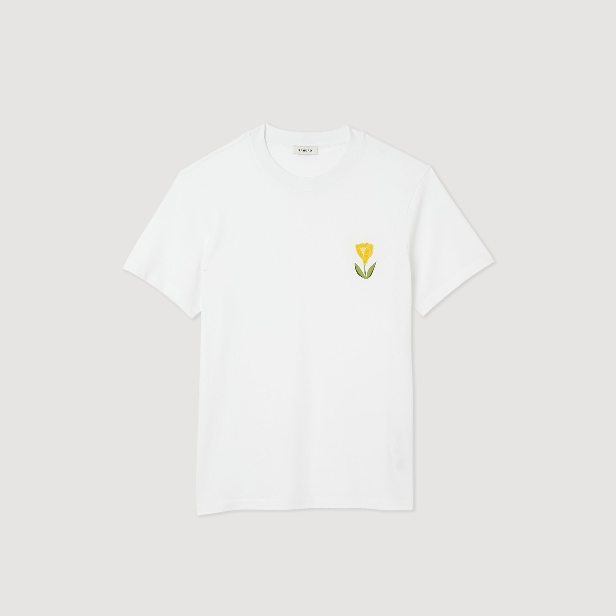 Cotton T-shirt with tulip embroidery