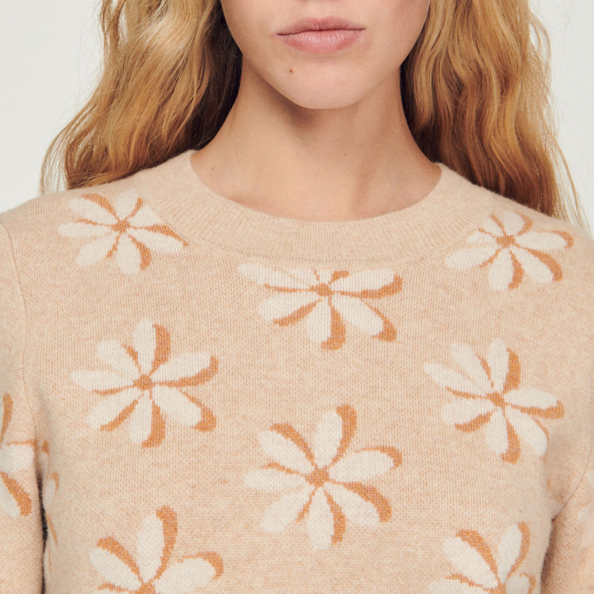 Floral jacquard knit sweater