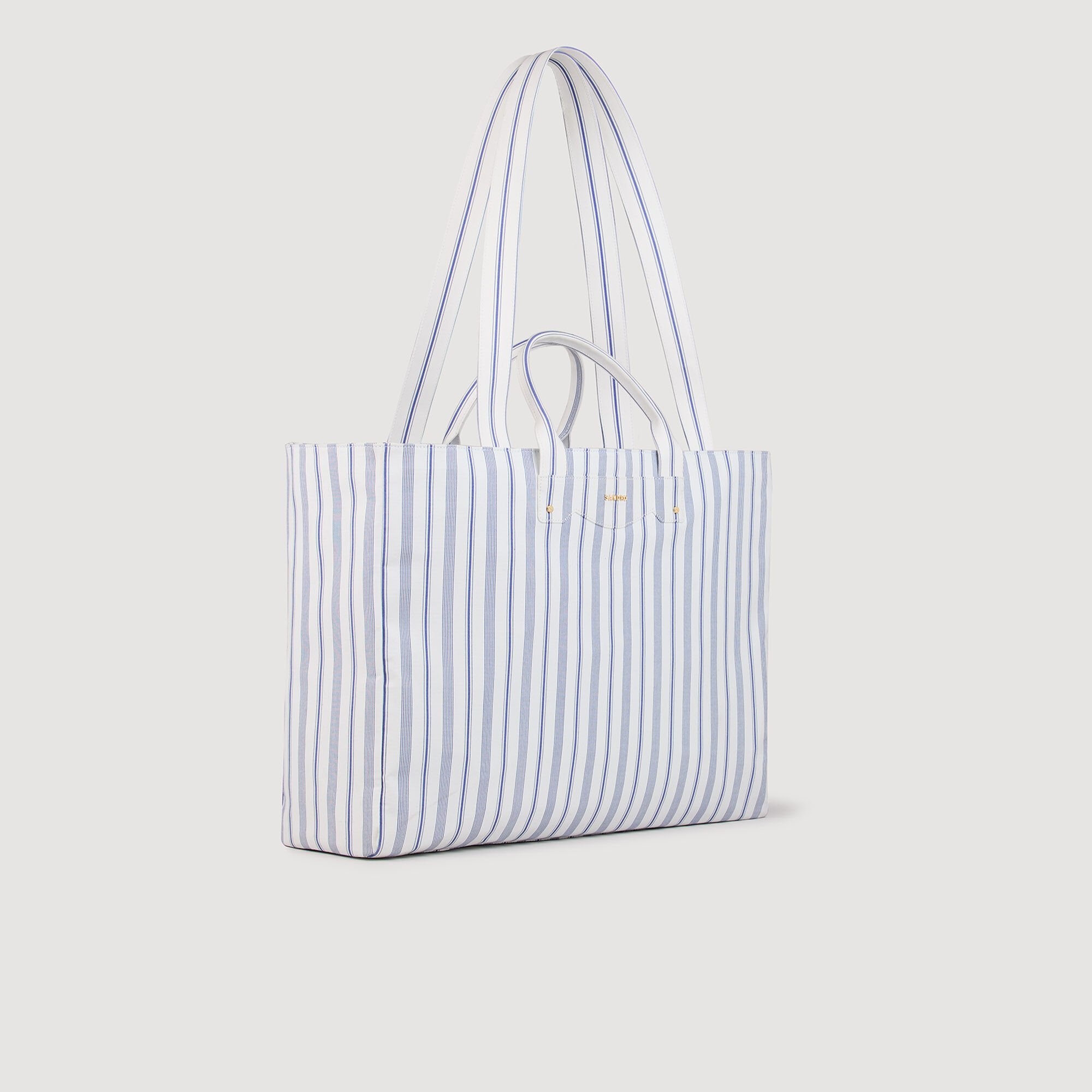 Striped canvas tote bag