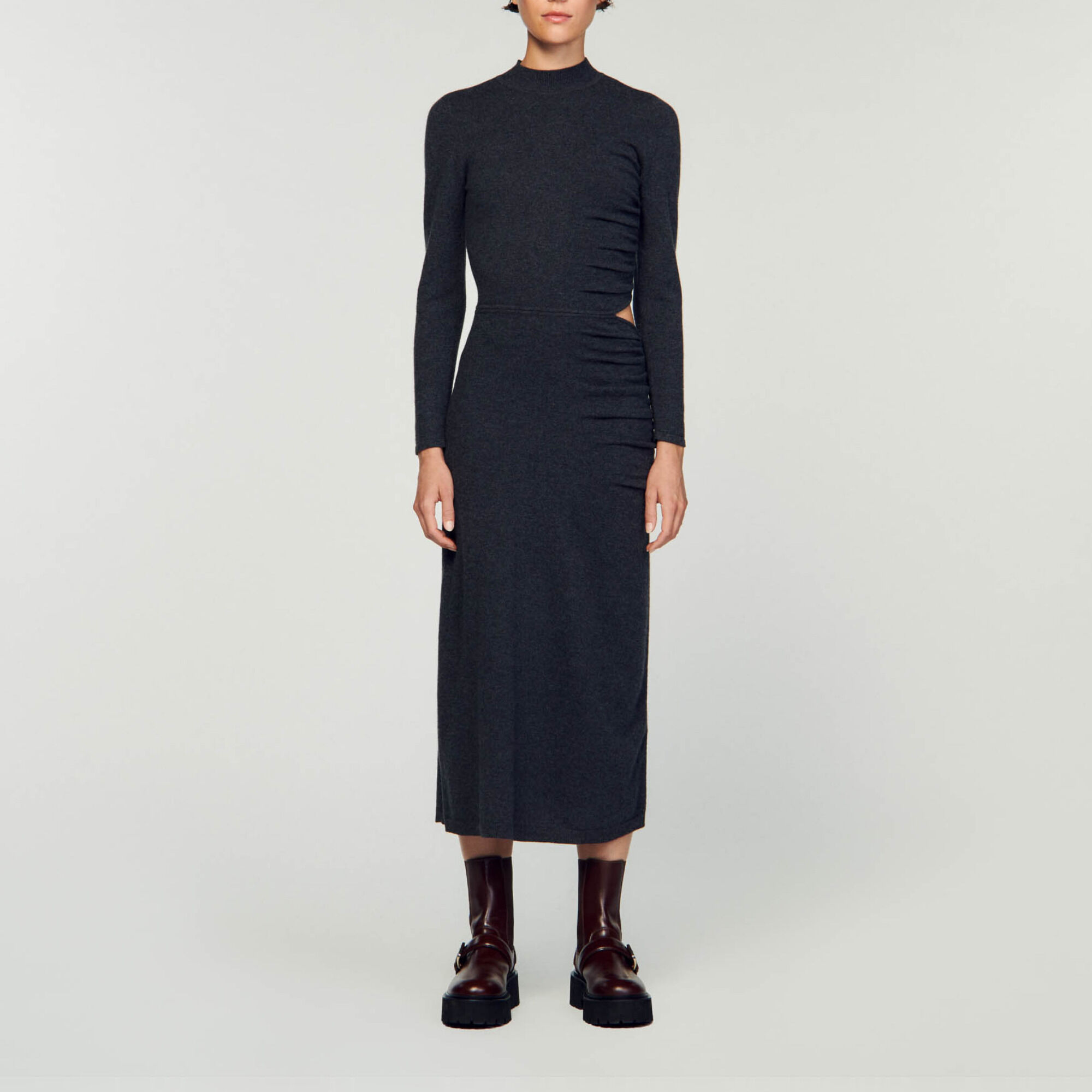 Sandro black ruffle shop dress