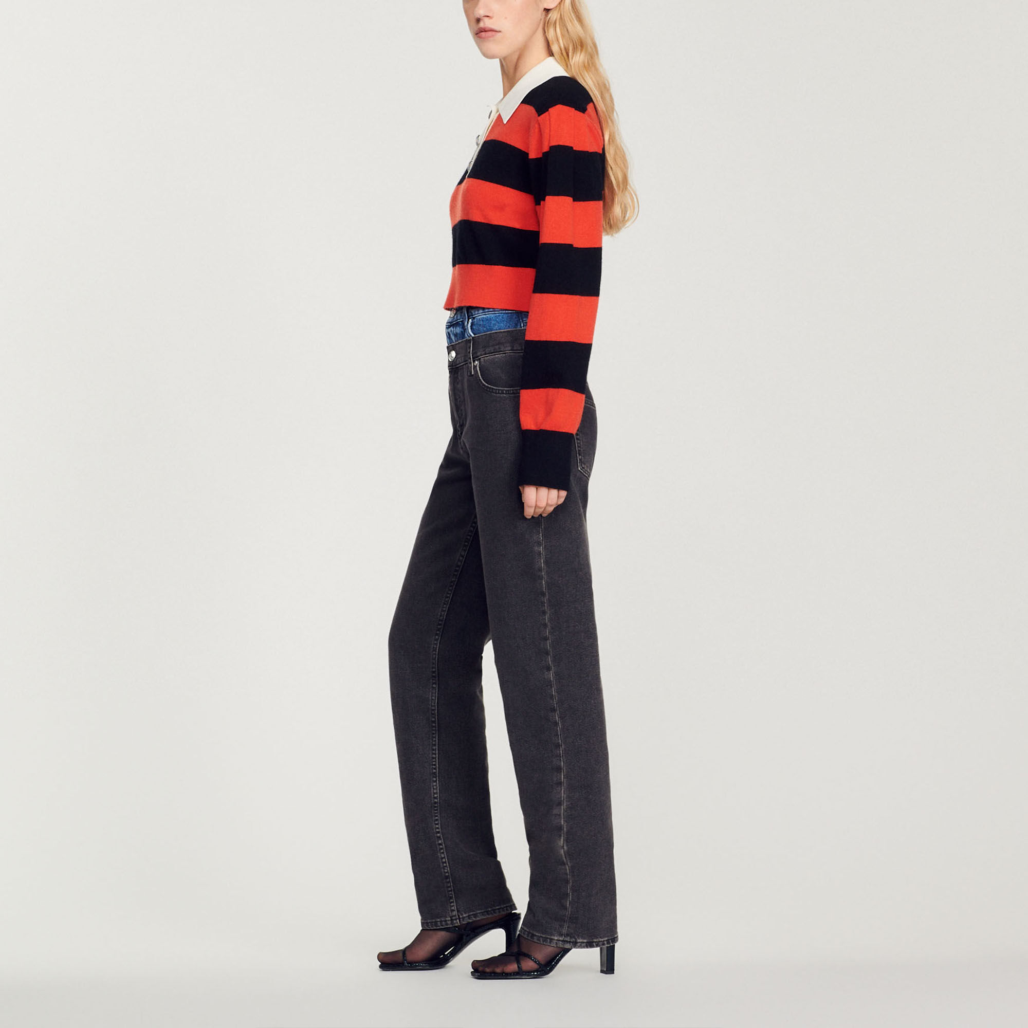 Cropped two-tone sweater
