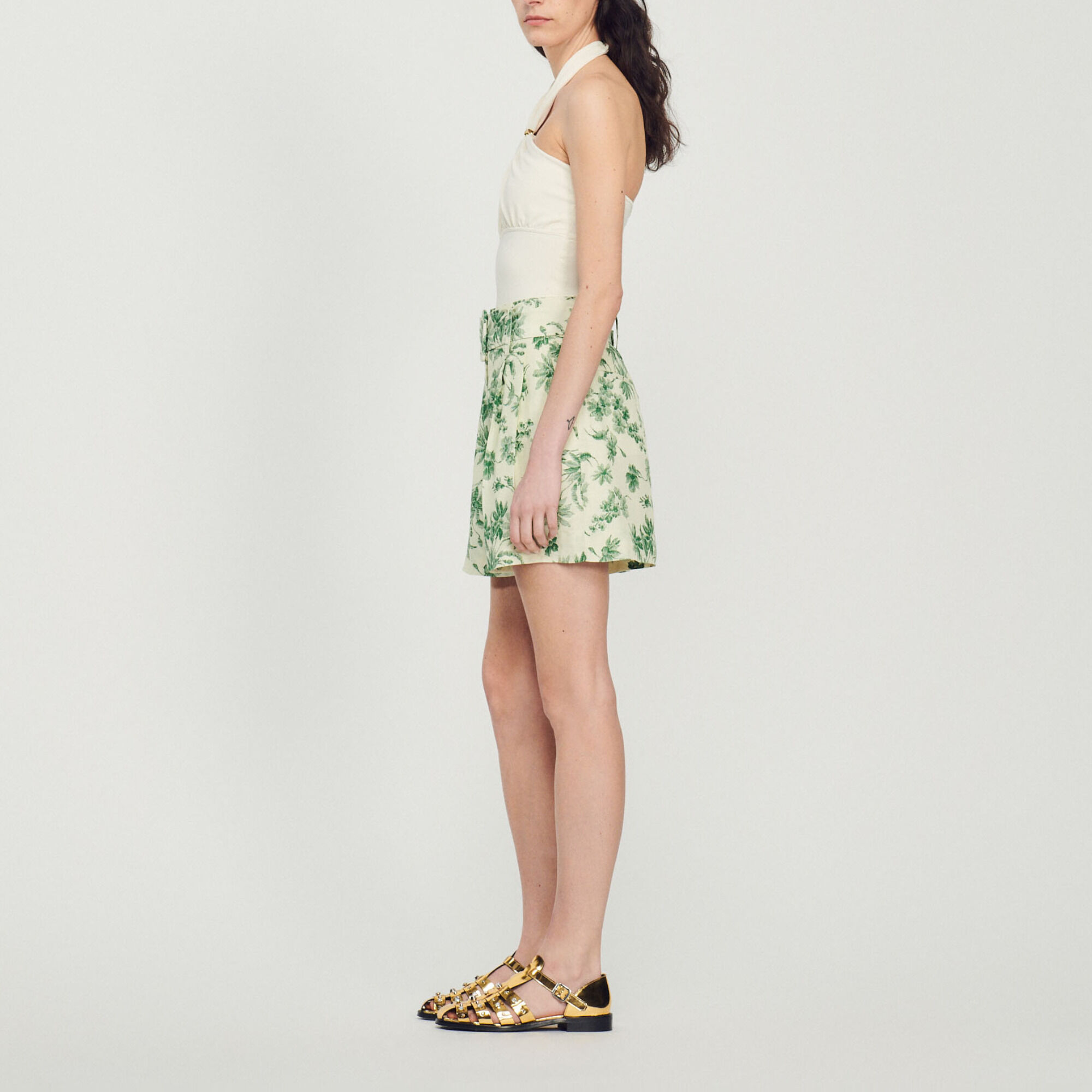 Loose printed palm tree shorts