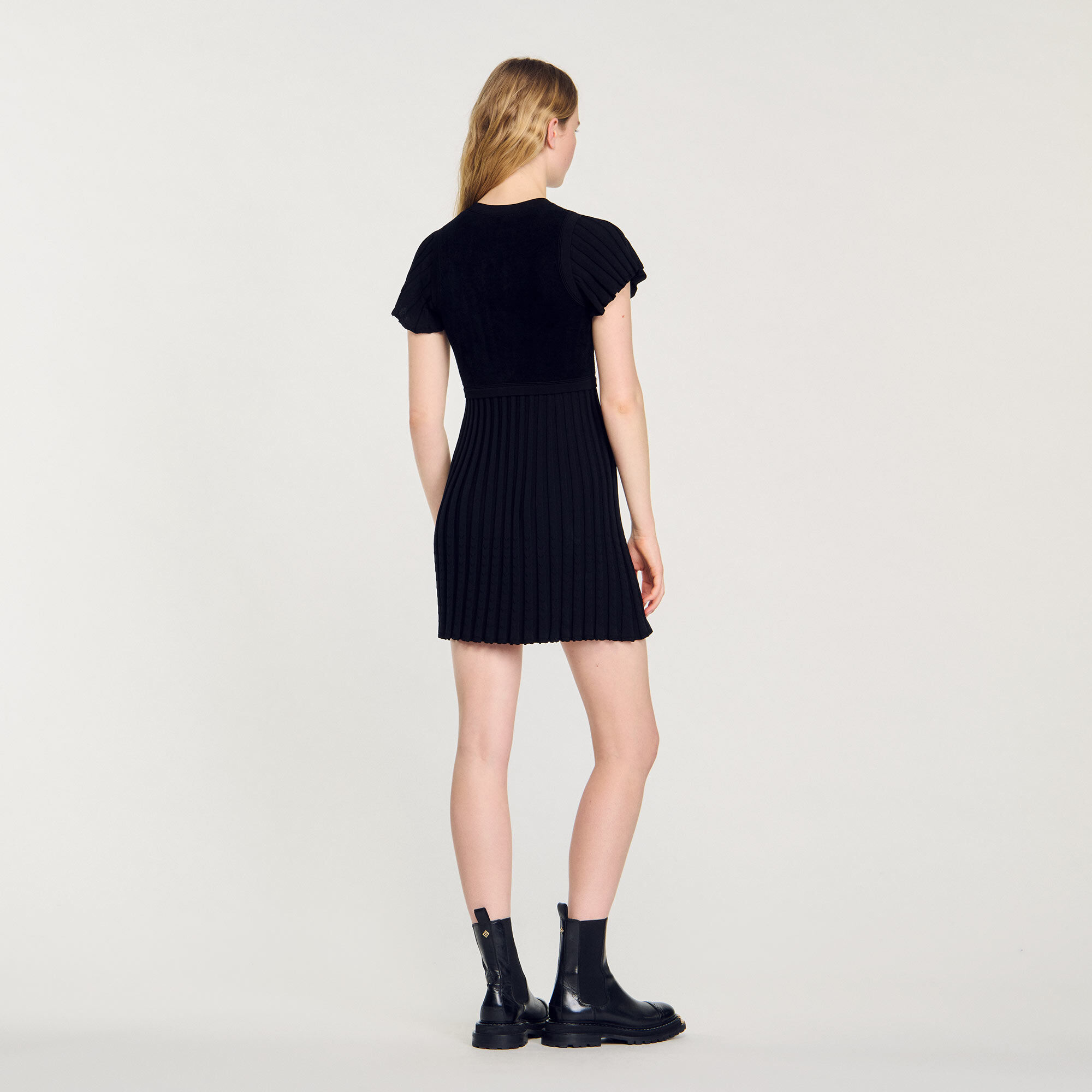 Pleated knit dress