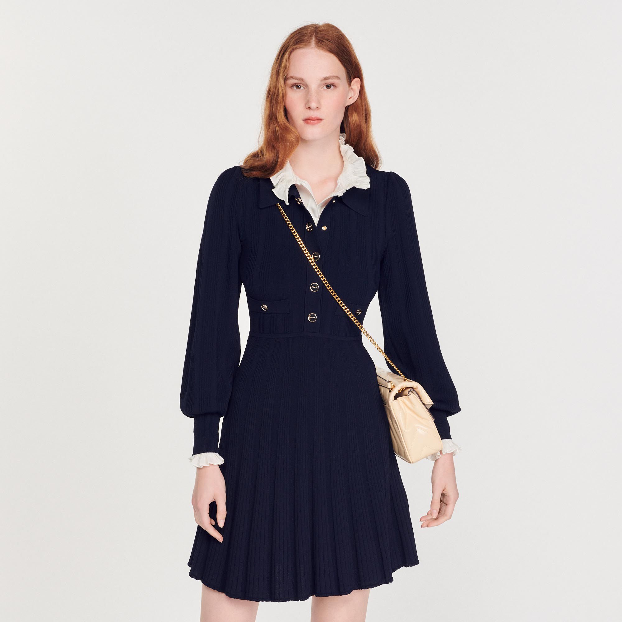 Pleated knit dress