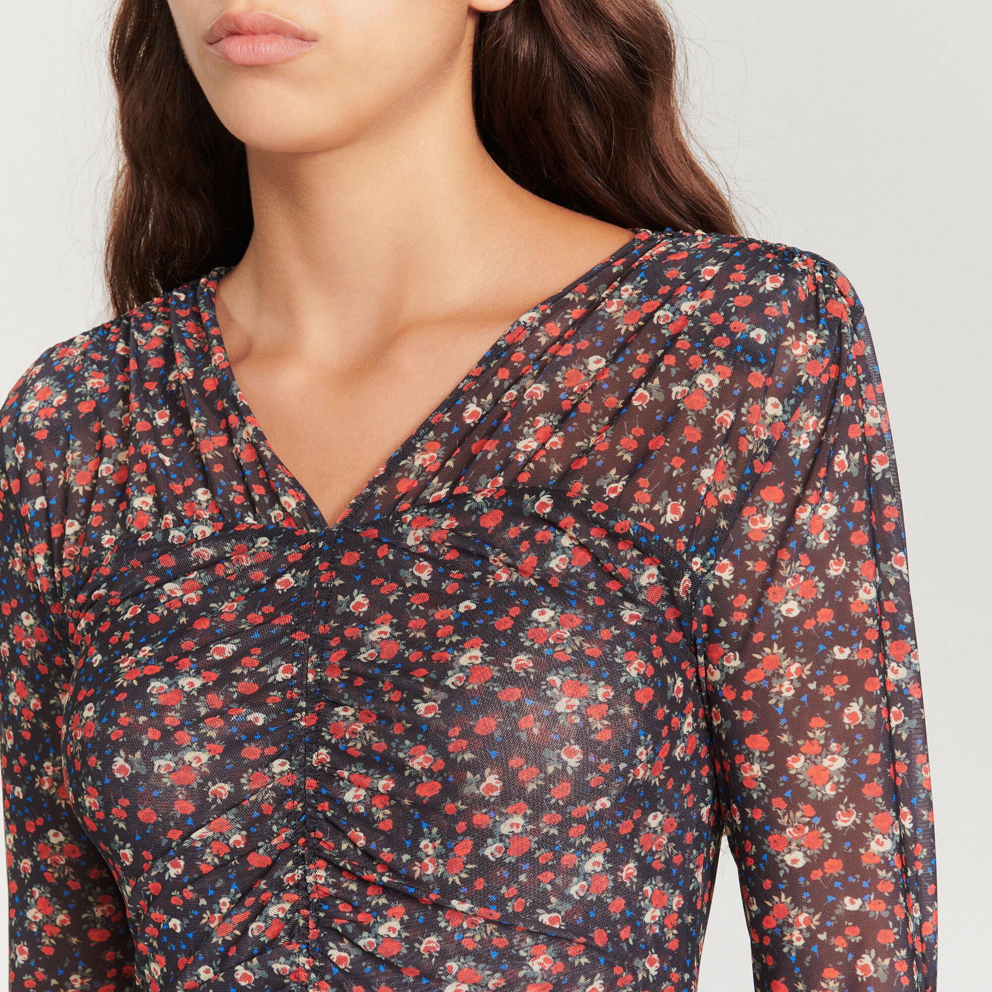 Floral tulle top