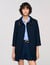 Coat with leather stripes