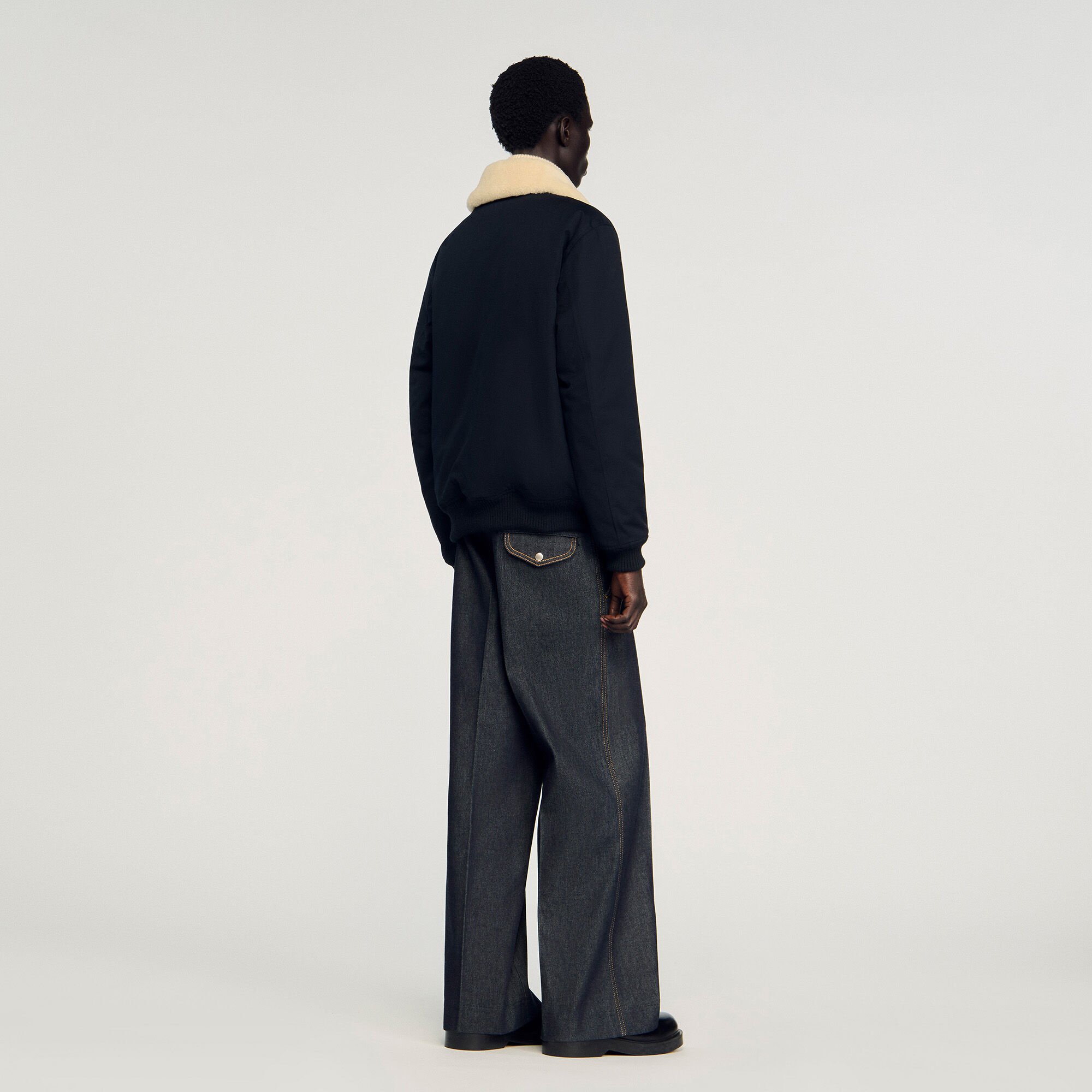 Shearling collar aviator jacket