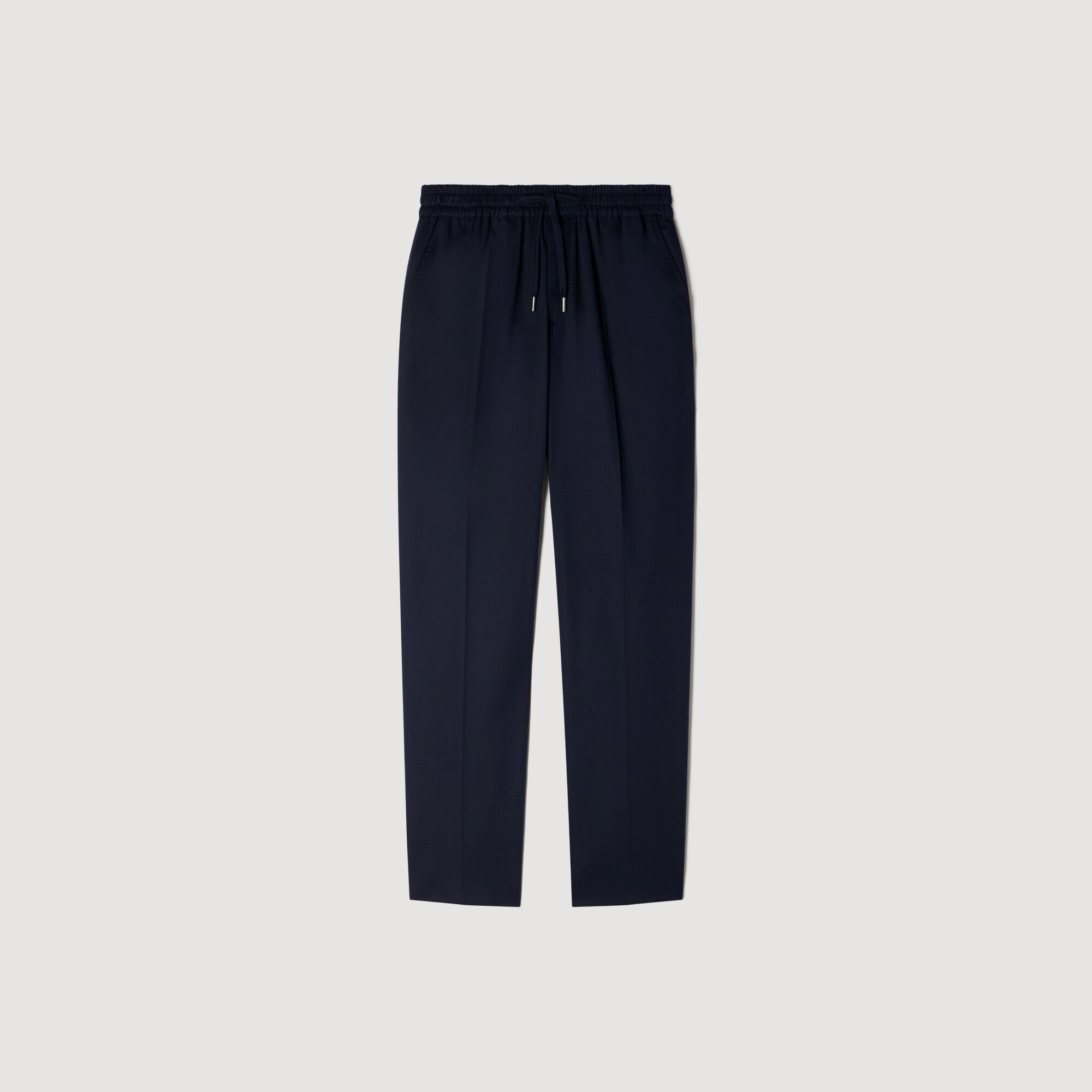 Elasticated straight-leg trousers