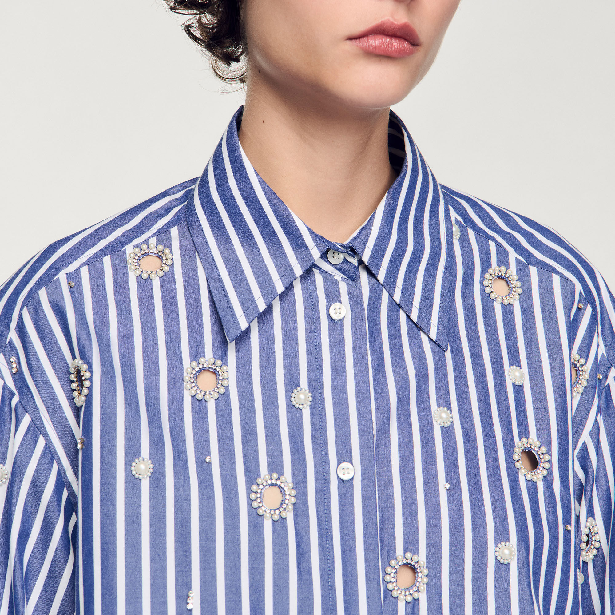 Beaded striped shirt