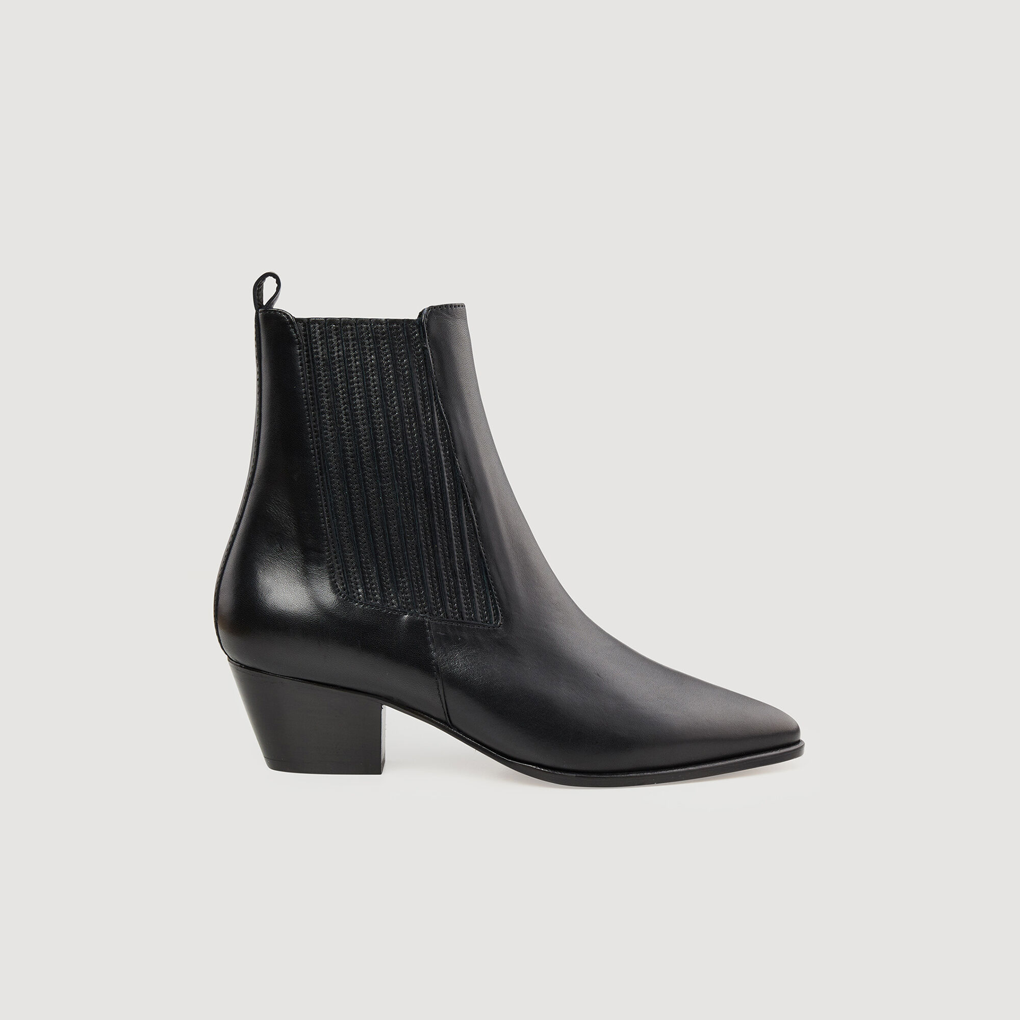 Leather cowboy boots black gray For Women Sandro Paris