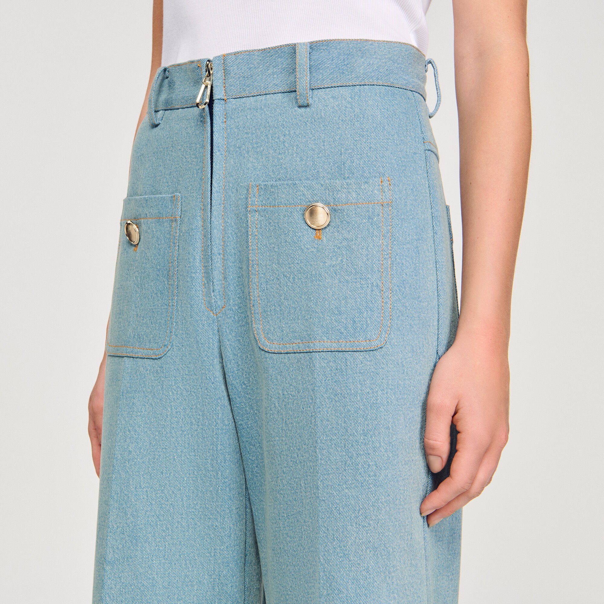 Faded high-rise wide-leg jeans