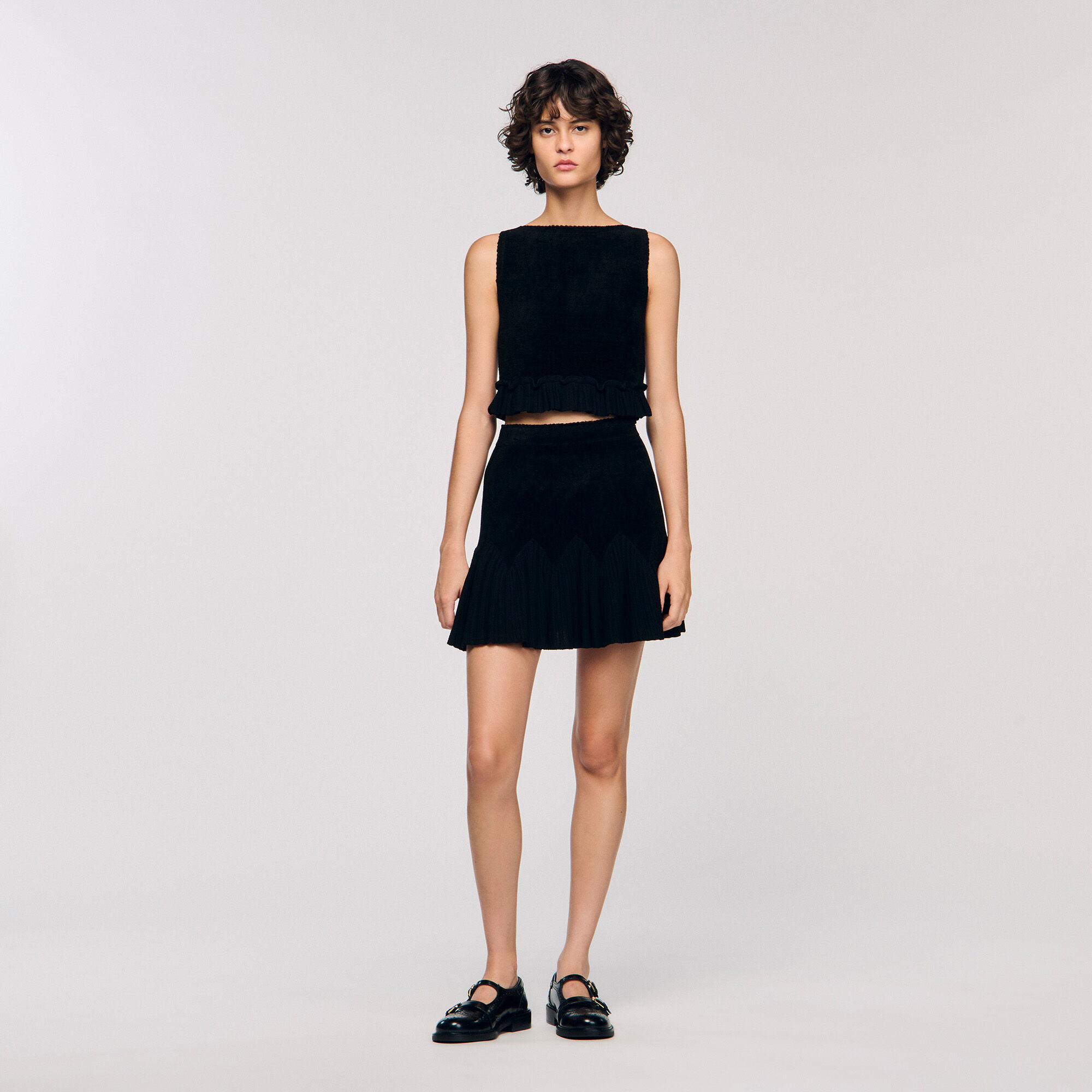Ruffled knit crop top