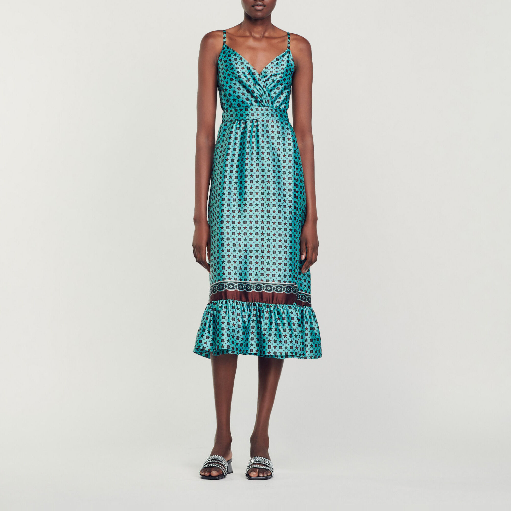 Sandro printed flowing discount midi dress
