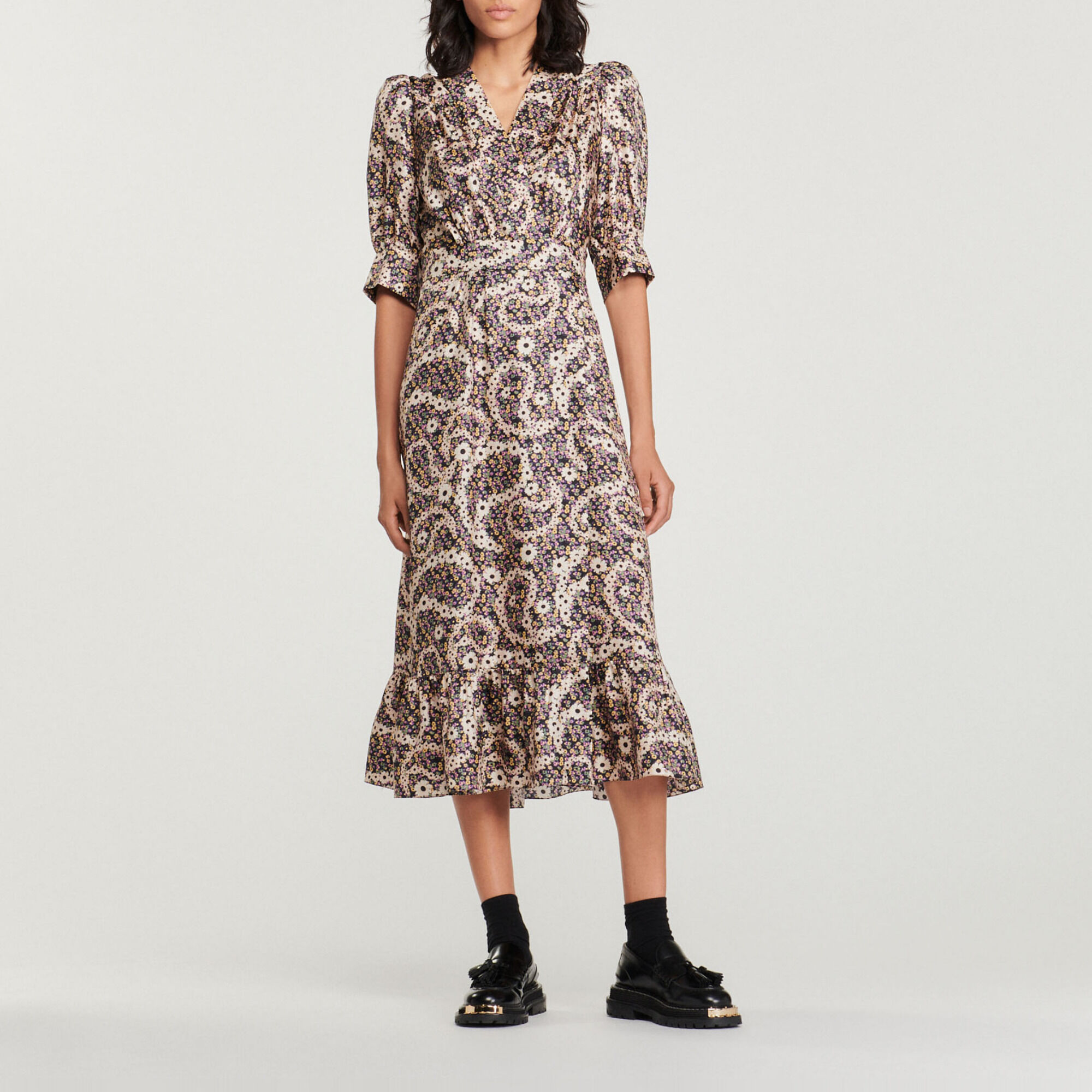 Sandro long printed dress outlet