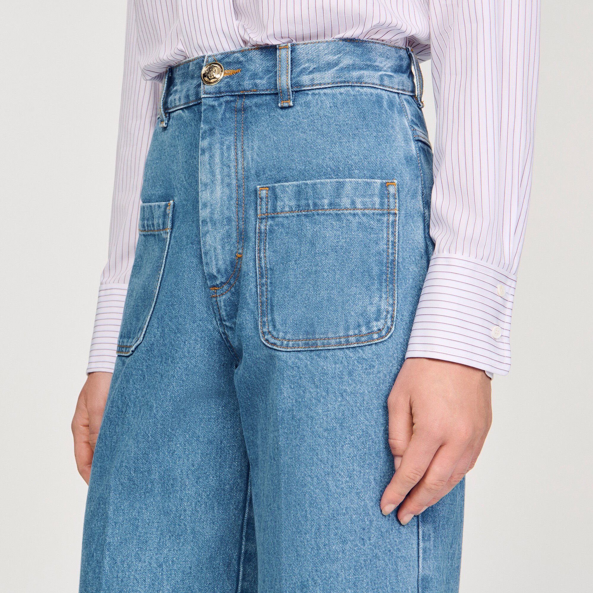 Wide-leg high-rise jeans