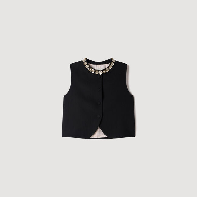 Jacket with jewelled neckline