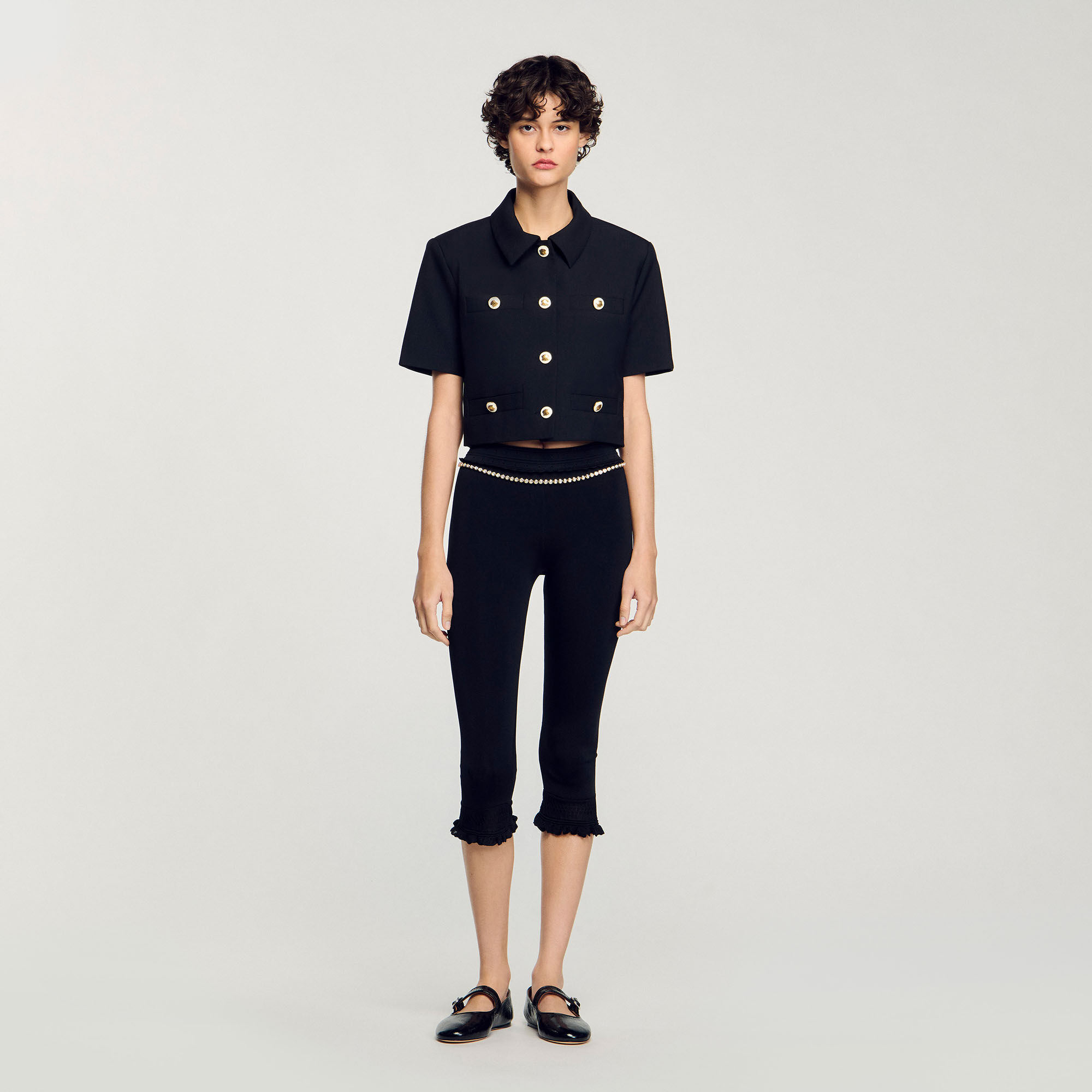 Short-sleeved jacket black / gray For Women | Sandro Paris