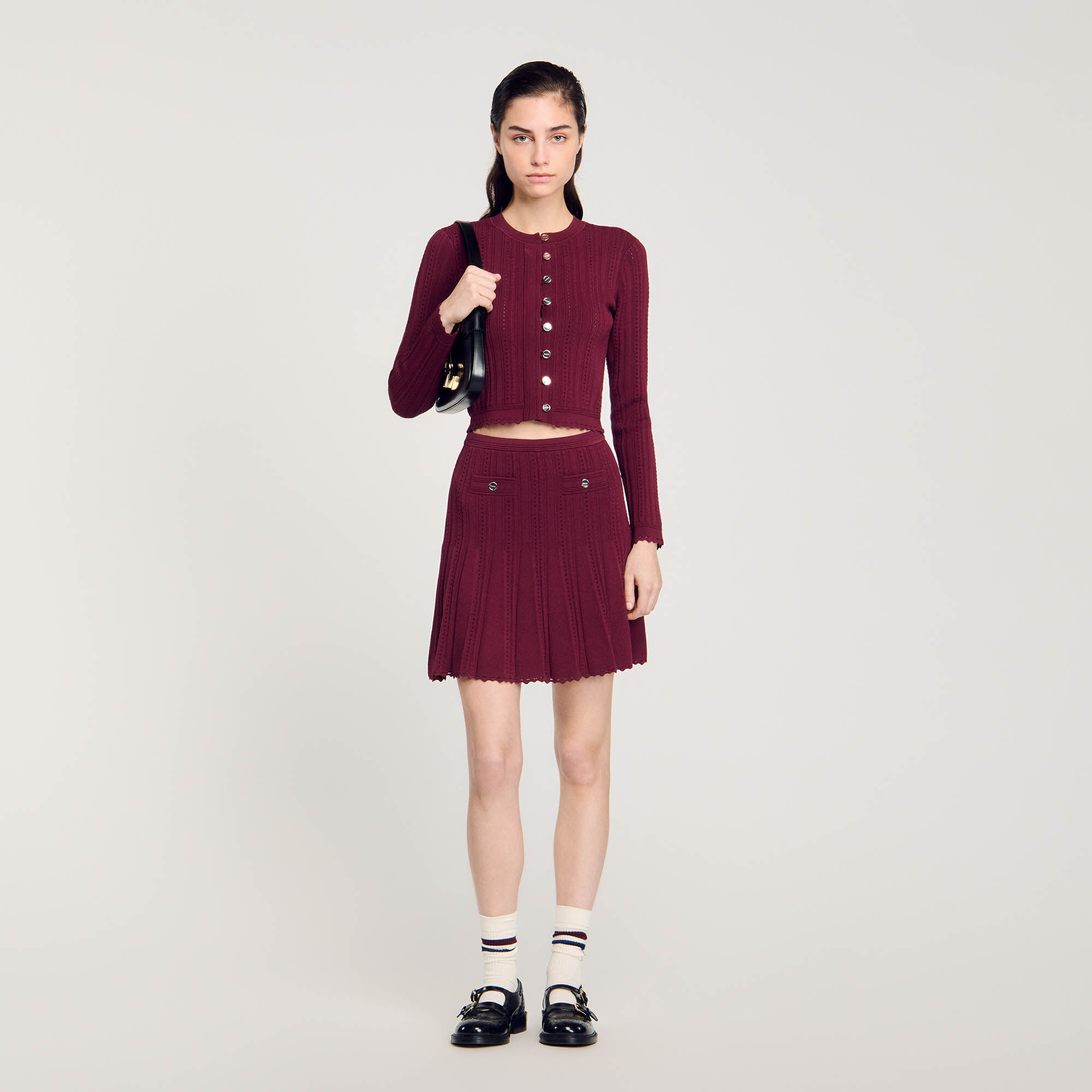 Cable knit cardigan red For Women Sandro Paris