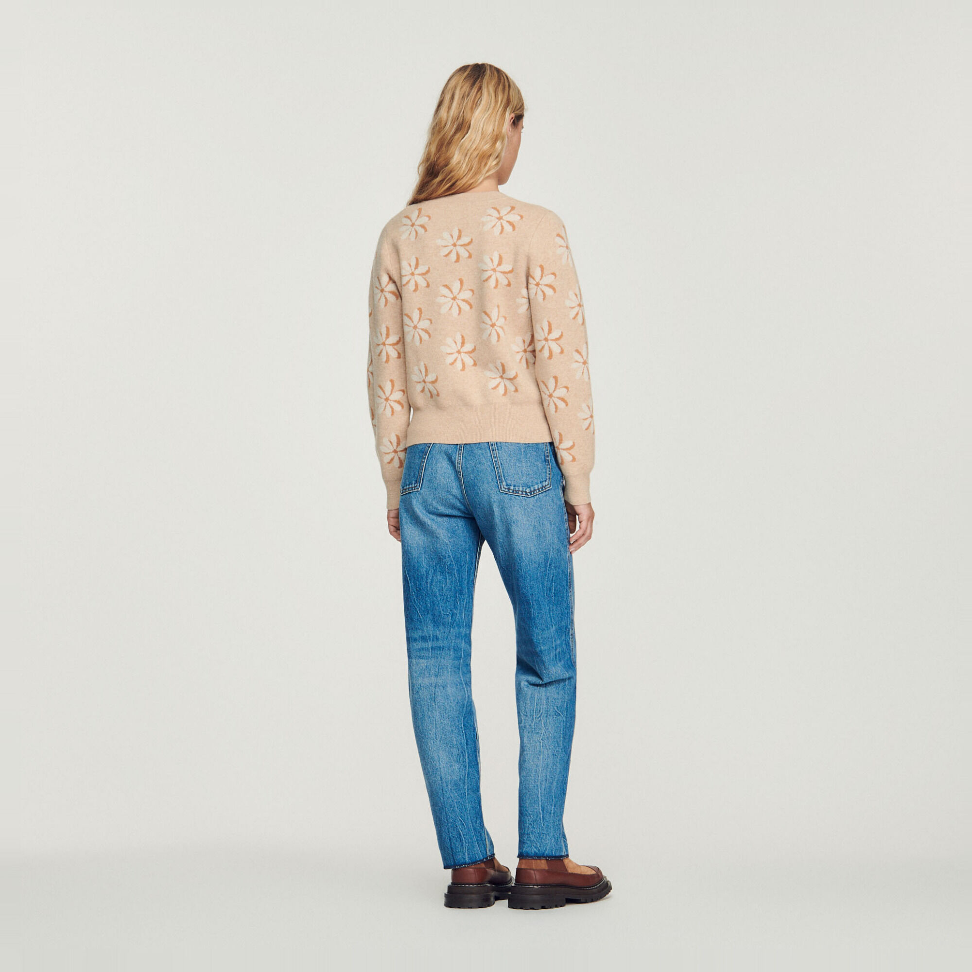 Floral jacquard knit sweater