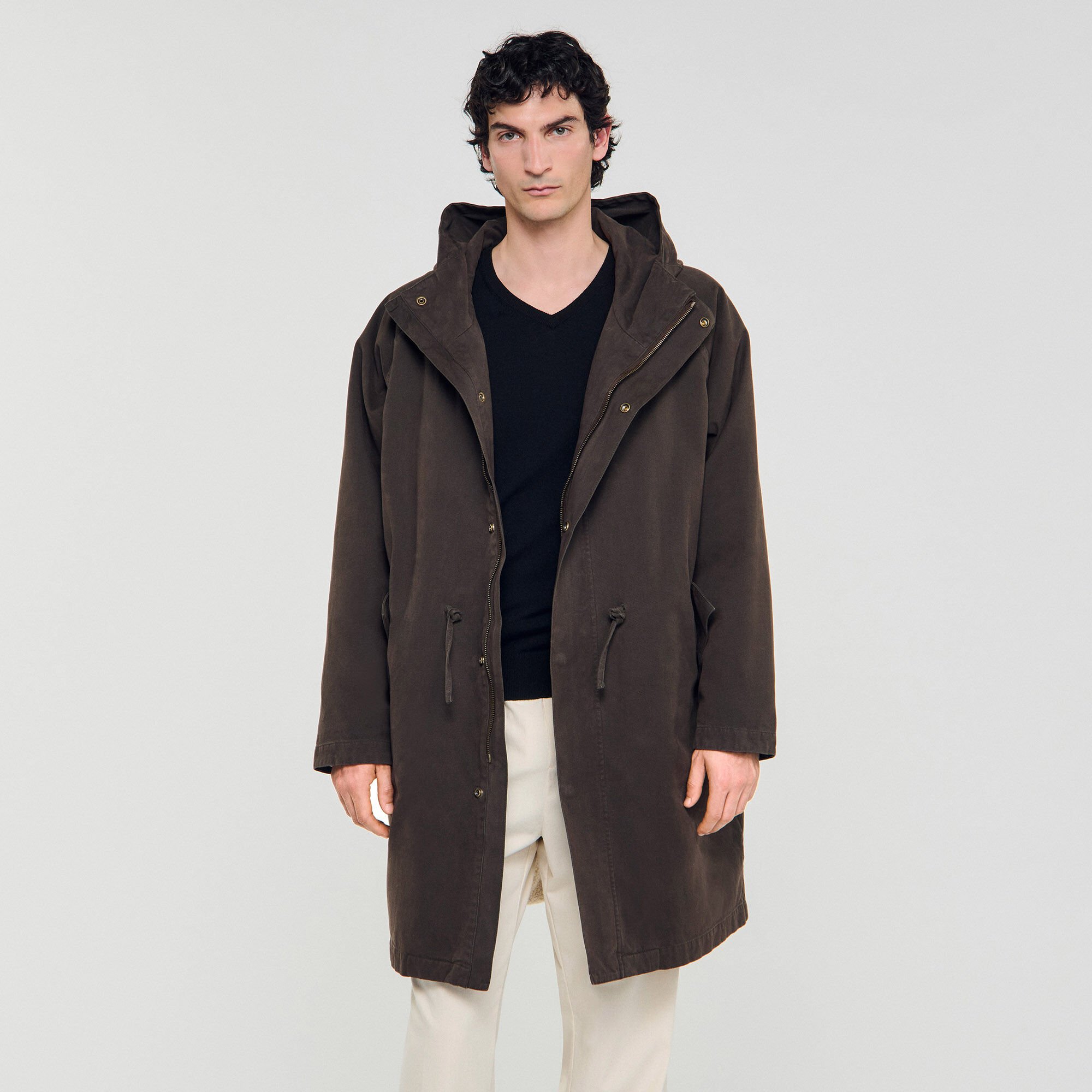 Oversized cotton and wool parka
