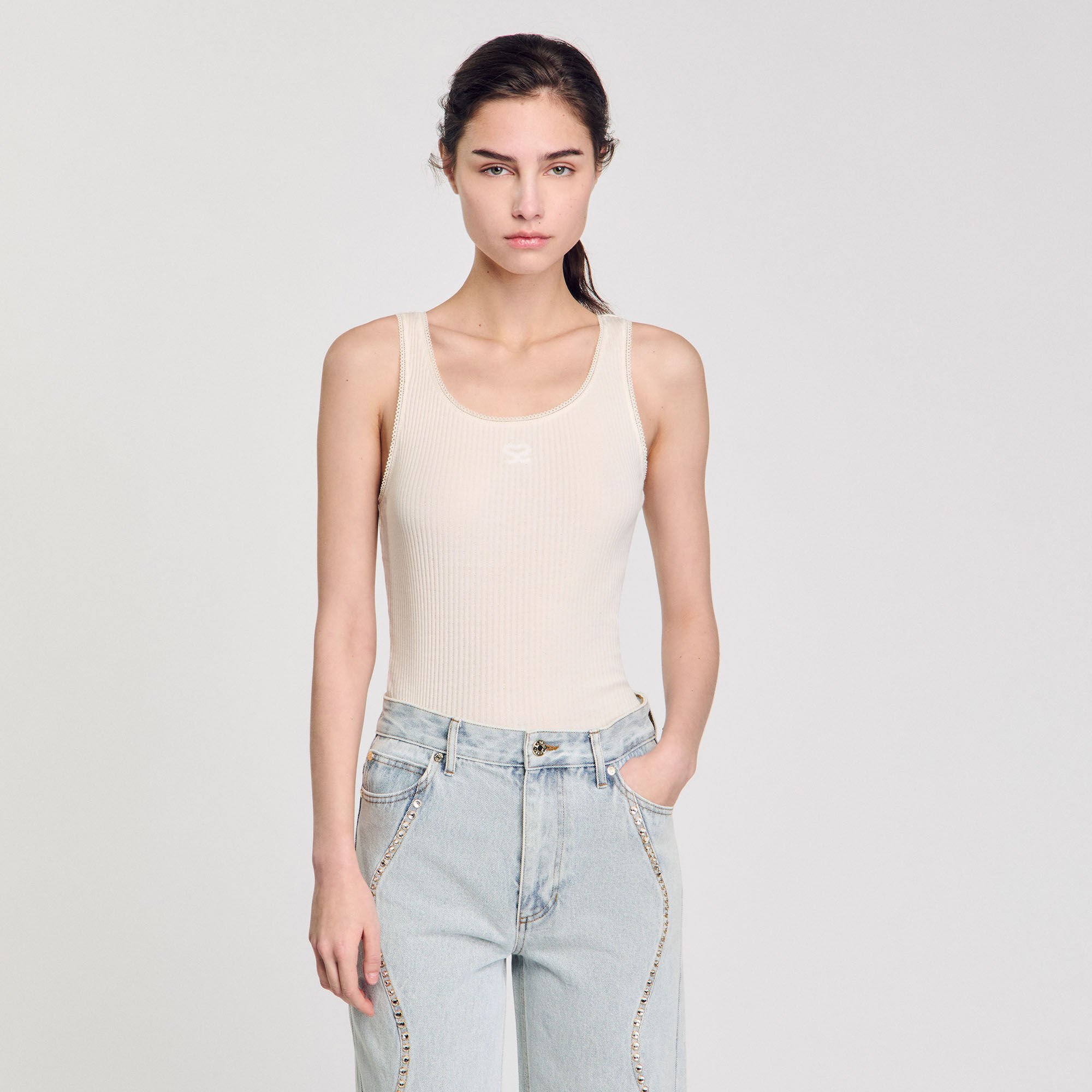 Rib knit vest top