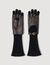 Long knit and leather gloves