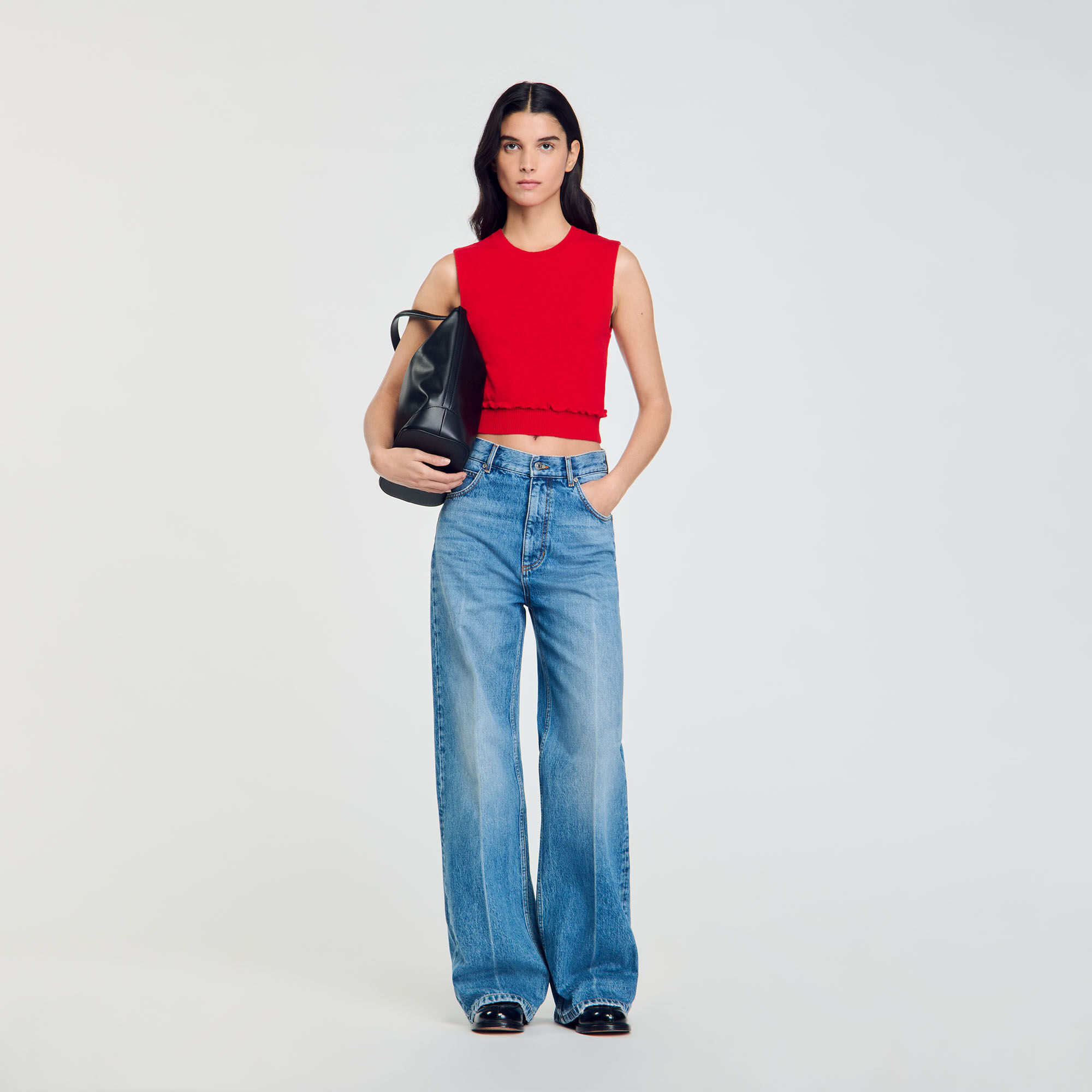 Cropped ruffle jumper shop