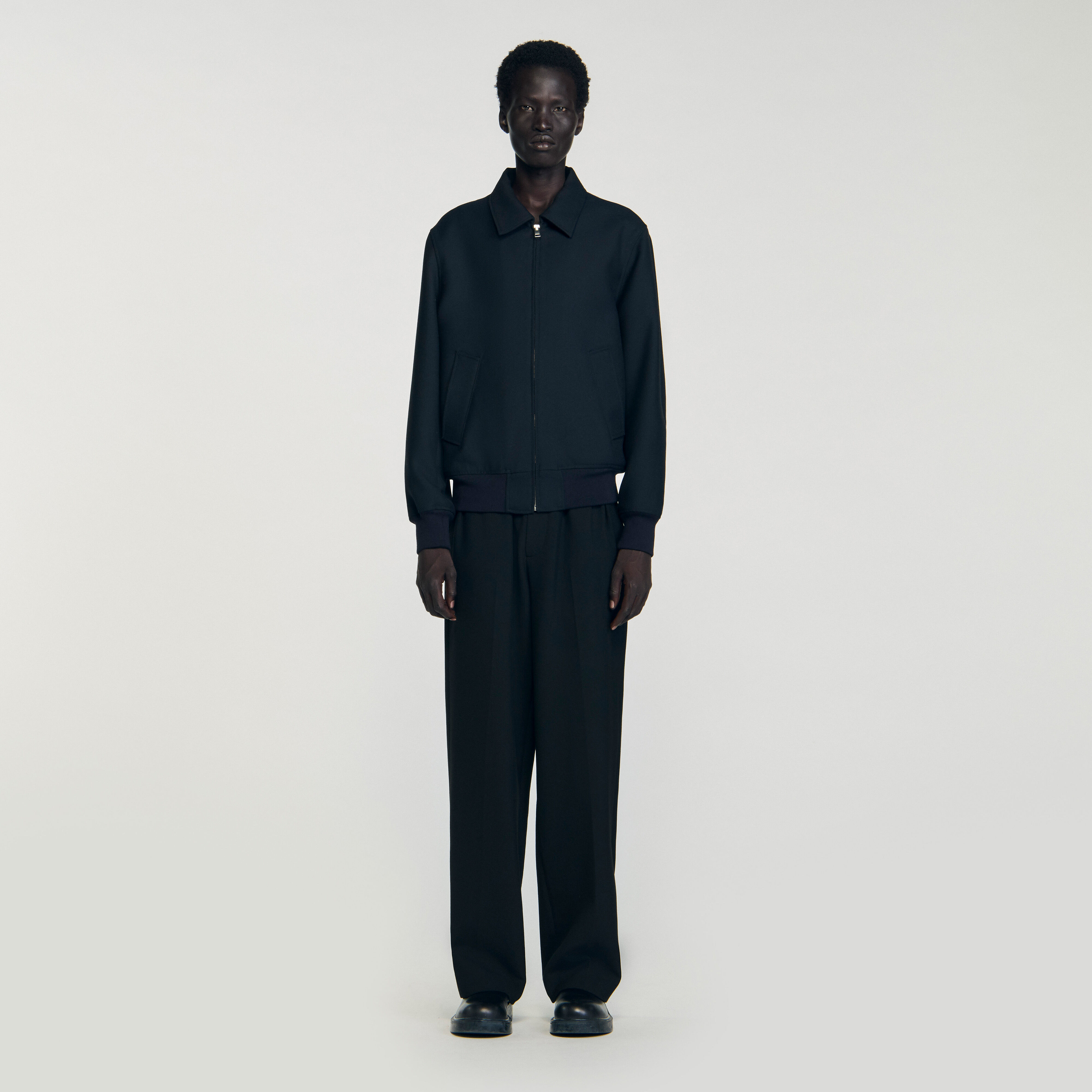 Zip-up jacket blue for Men | Sandro Paris