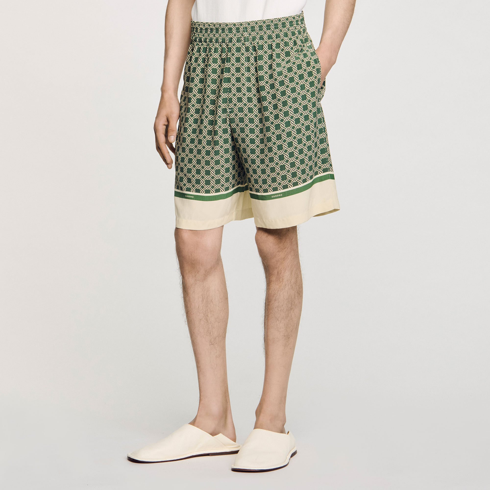 Patterned floaty Bermuda shorts