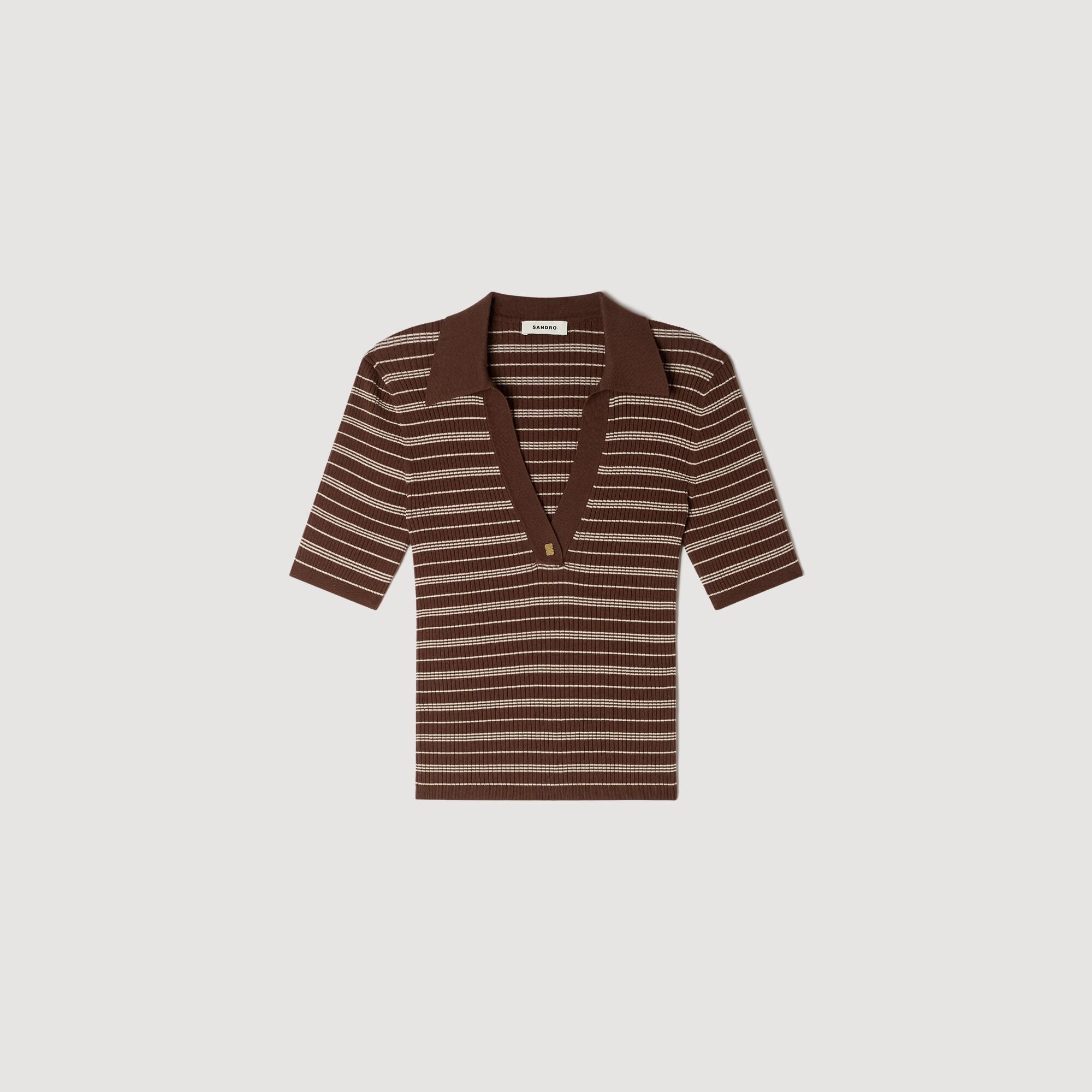 Striped V-neck polo jumper