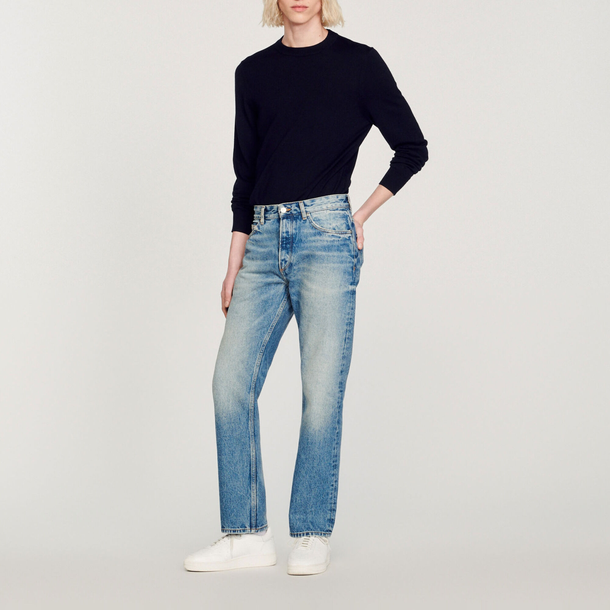 Faded straight-leg organic cotton jeans