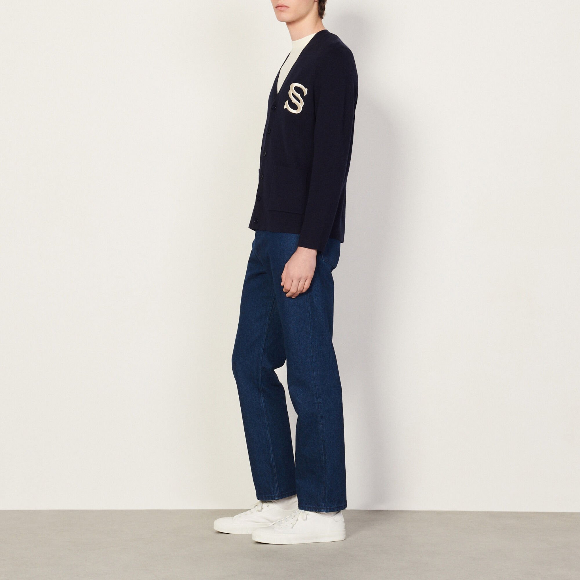 Wool cardigan with embroidery