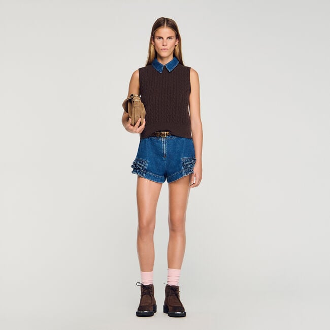 Knit and denim jumper