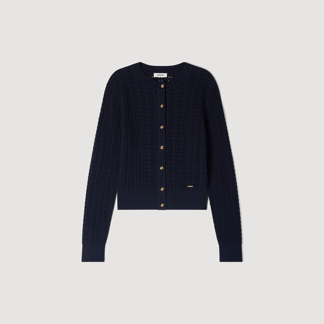 Cropped textured knit cardigan