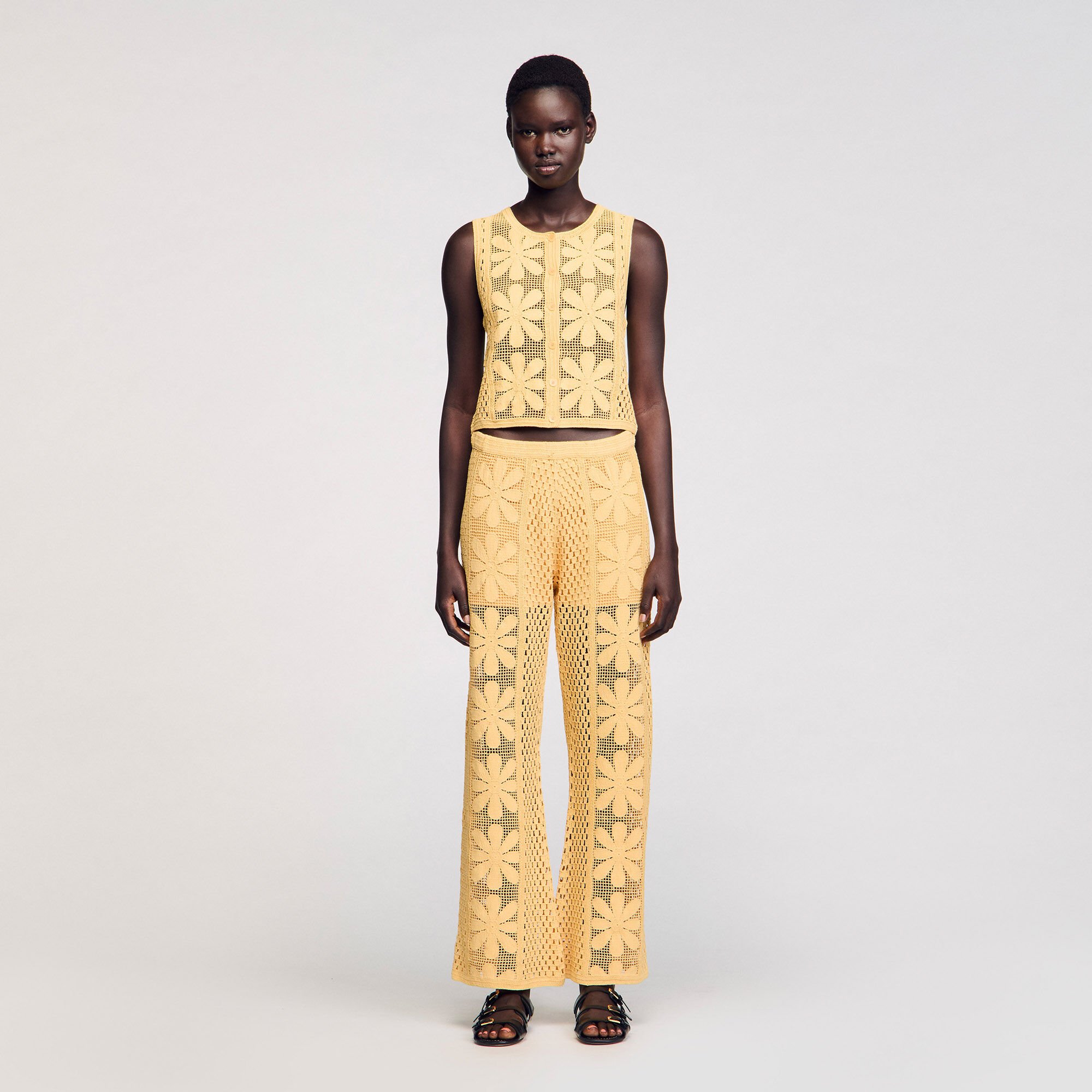 Crochet straight-leg trousers