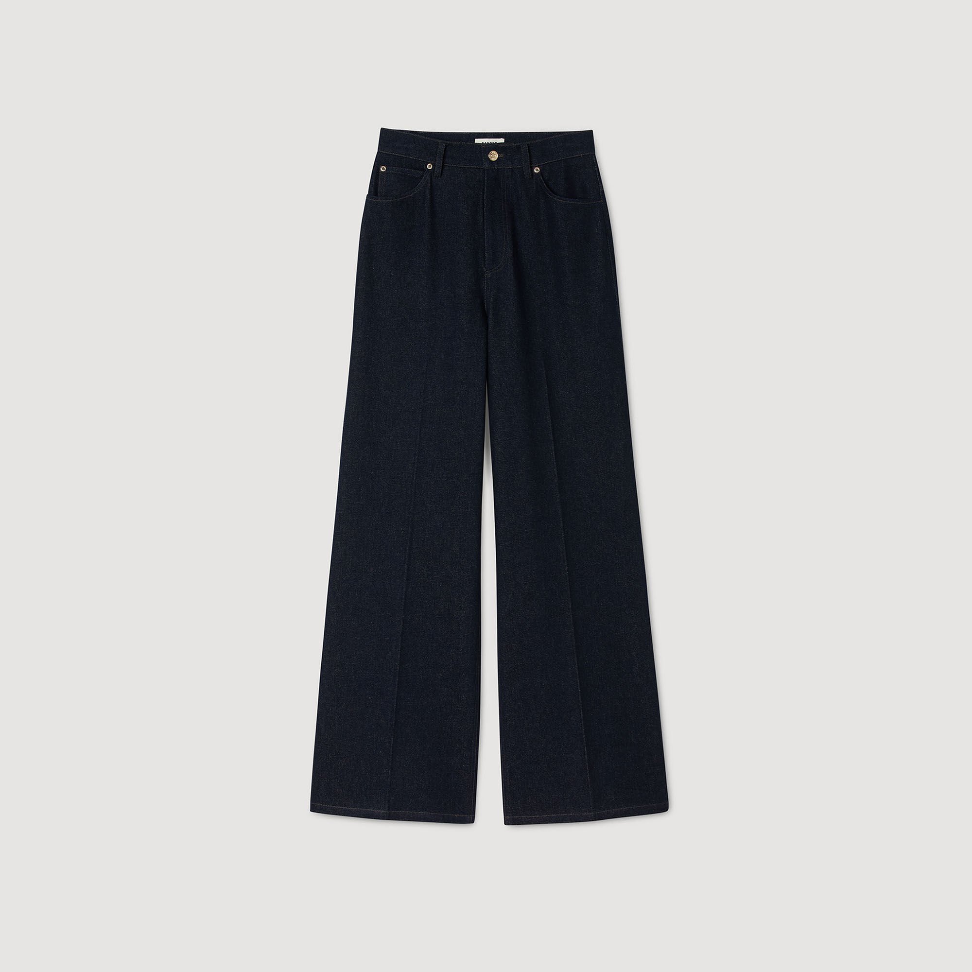 Wide-leg raw jeans
