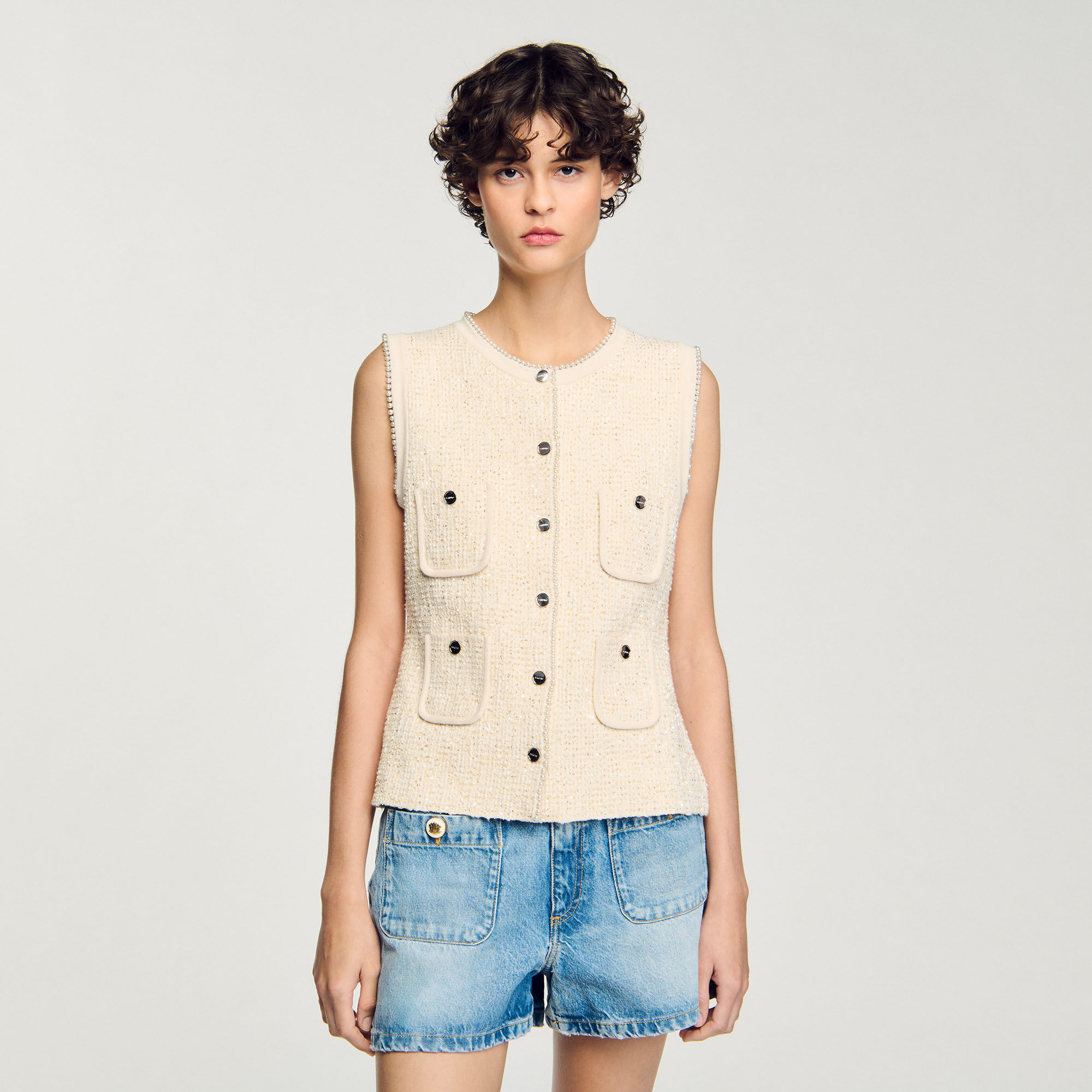 Decorative tweed waistcoat
