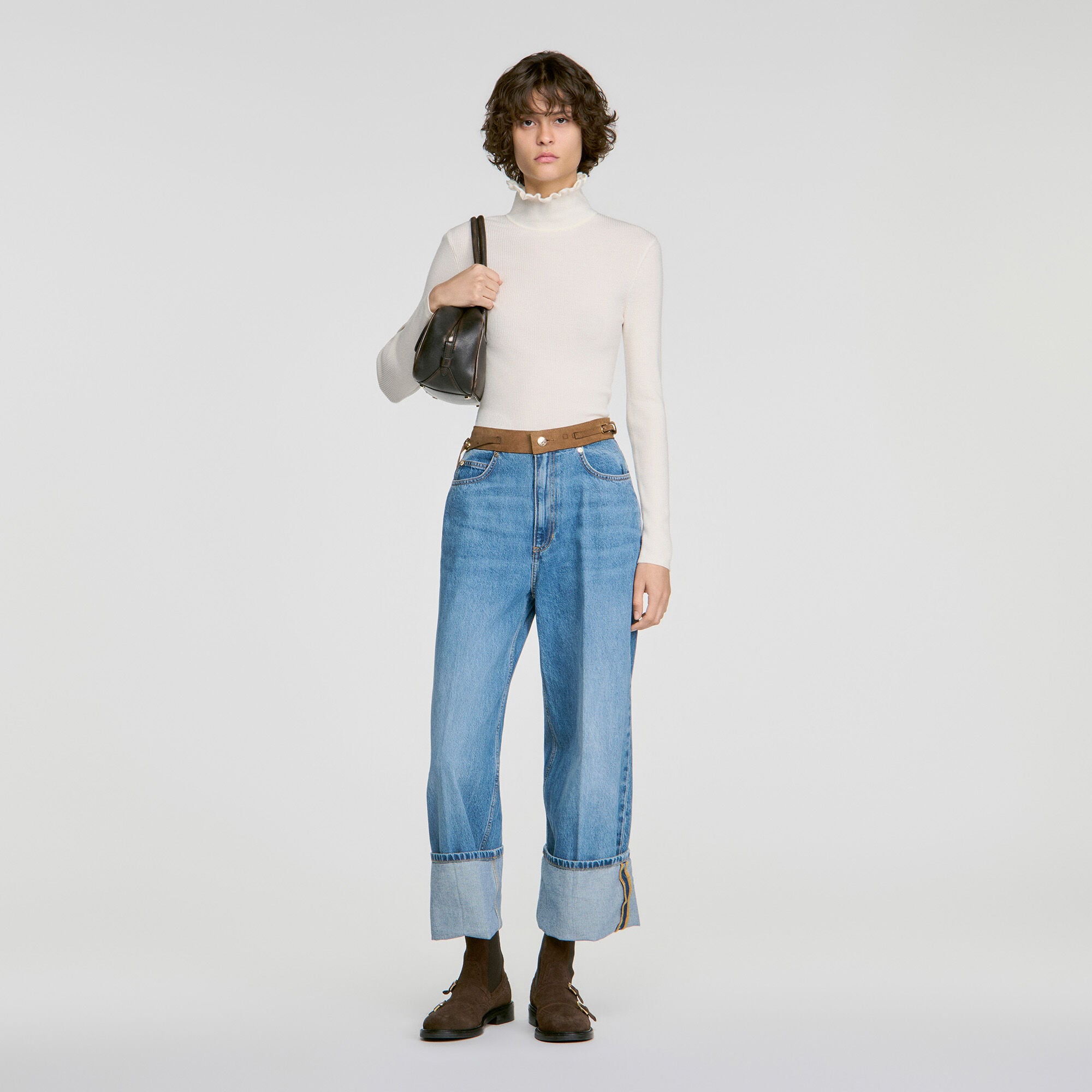 Ruffled roll-neck wool jumper - Women | Sandro
