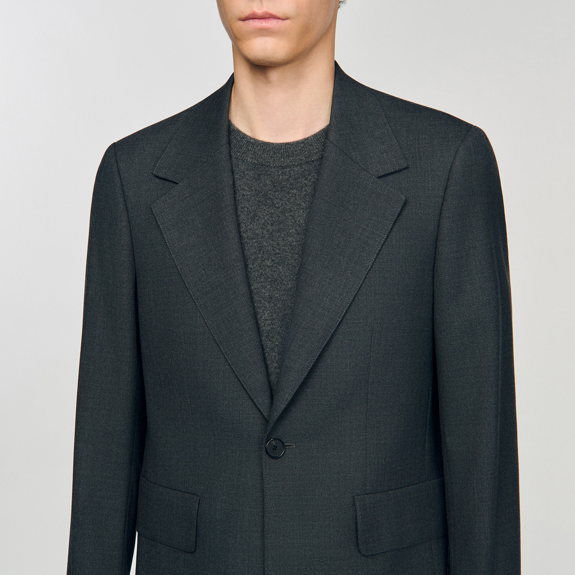 Wide wool suit jacket